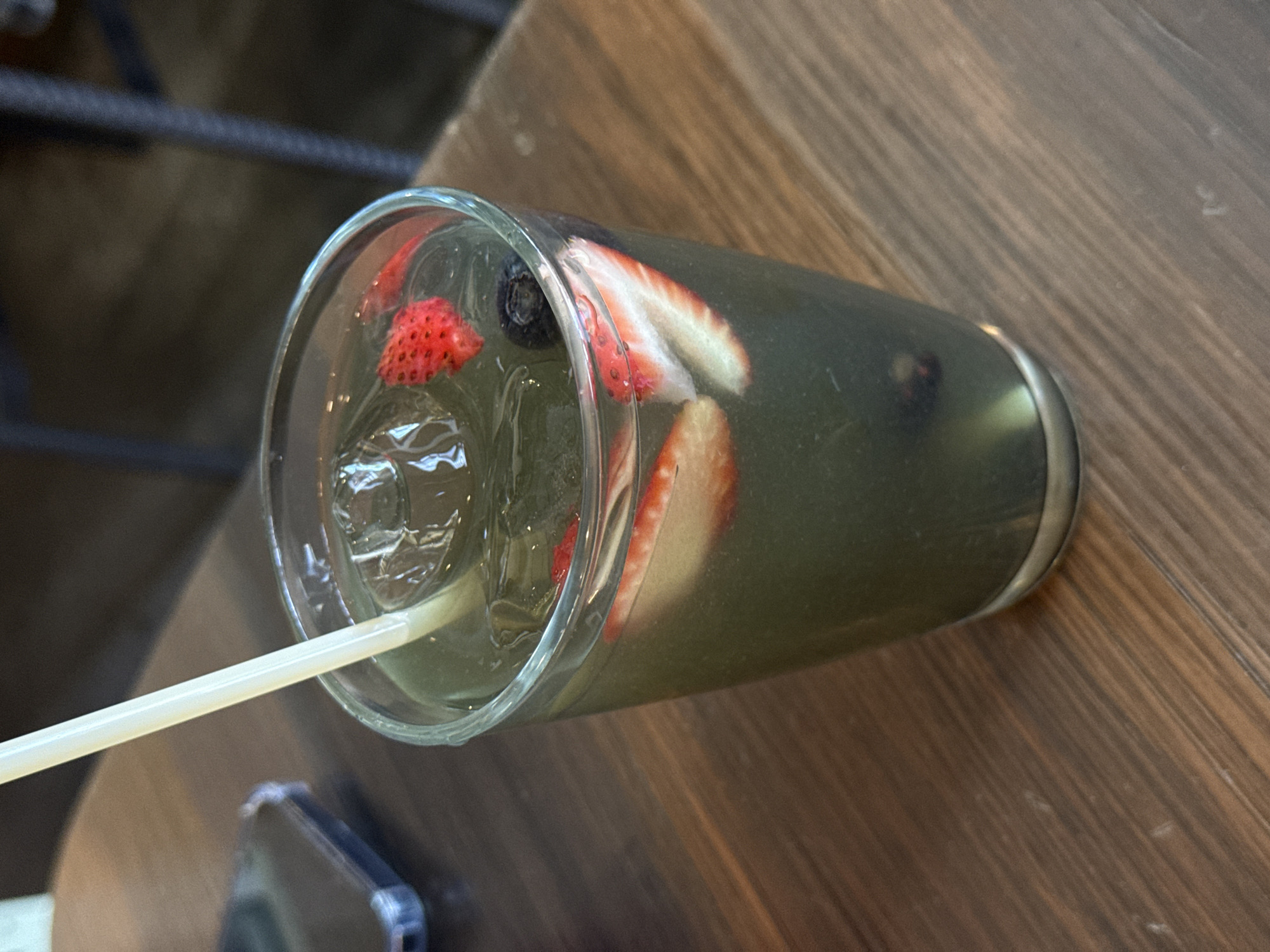 Green fruit beverage served at Guadalajara establishment