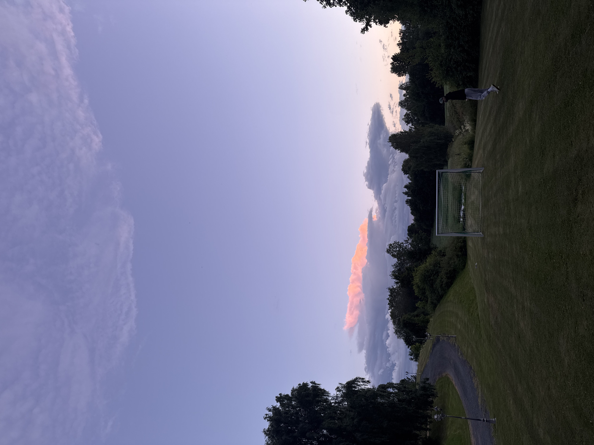 Summer evening at a Hønefoss pool and soccer field