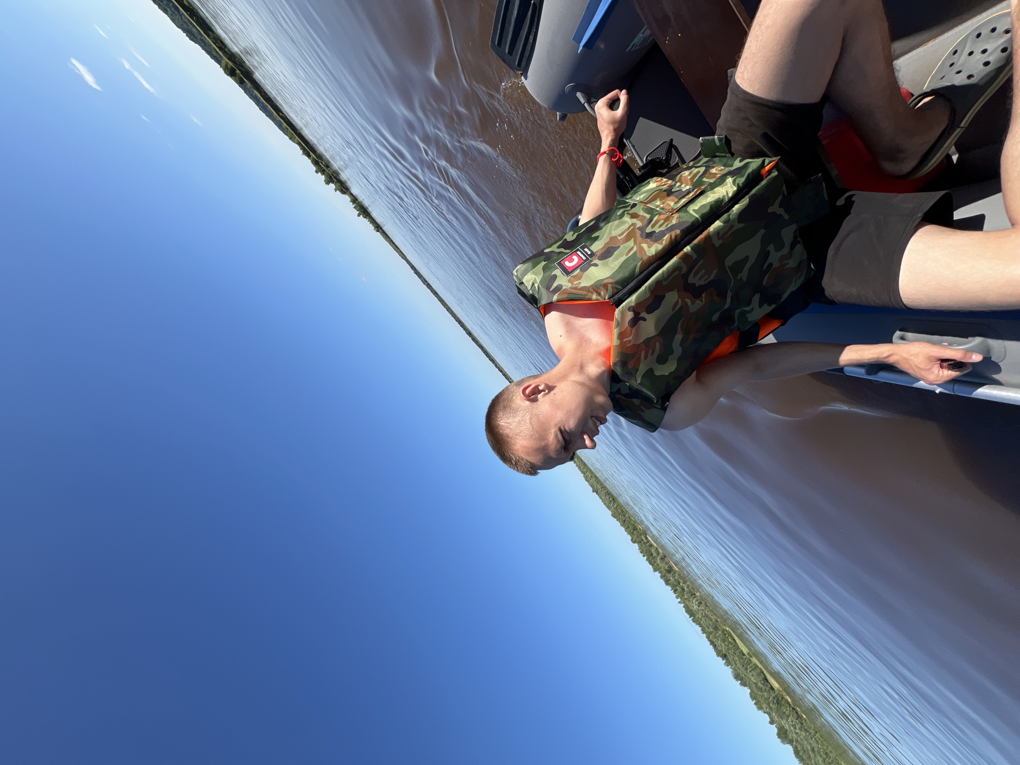 Relaxed afternoon float on a calm Russian river.