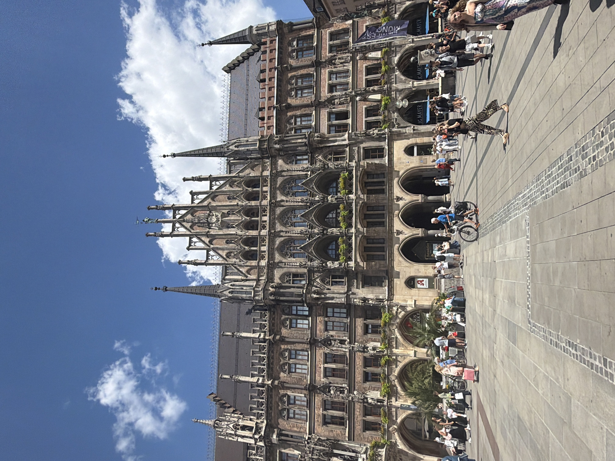 Munich's Neues Rathaus at Marienplatz on a clear summer day