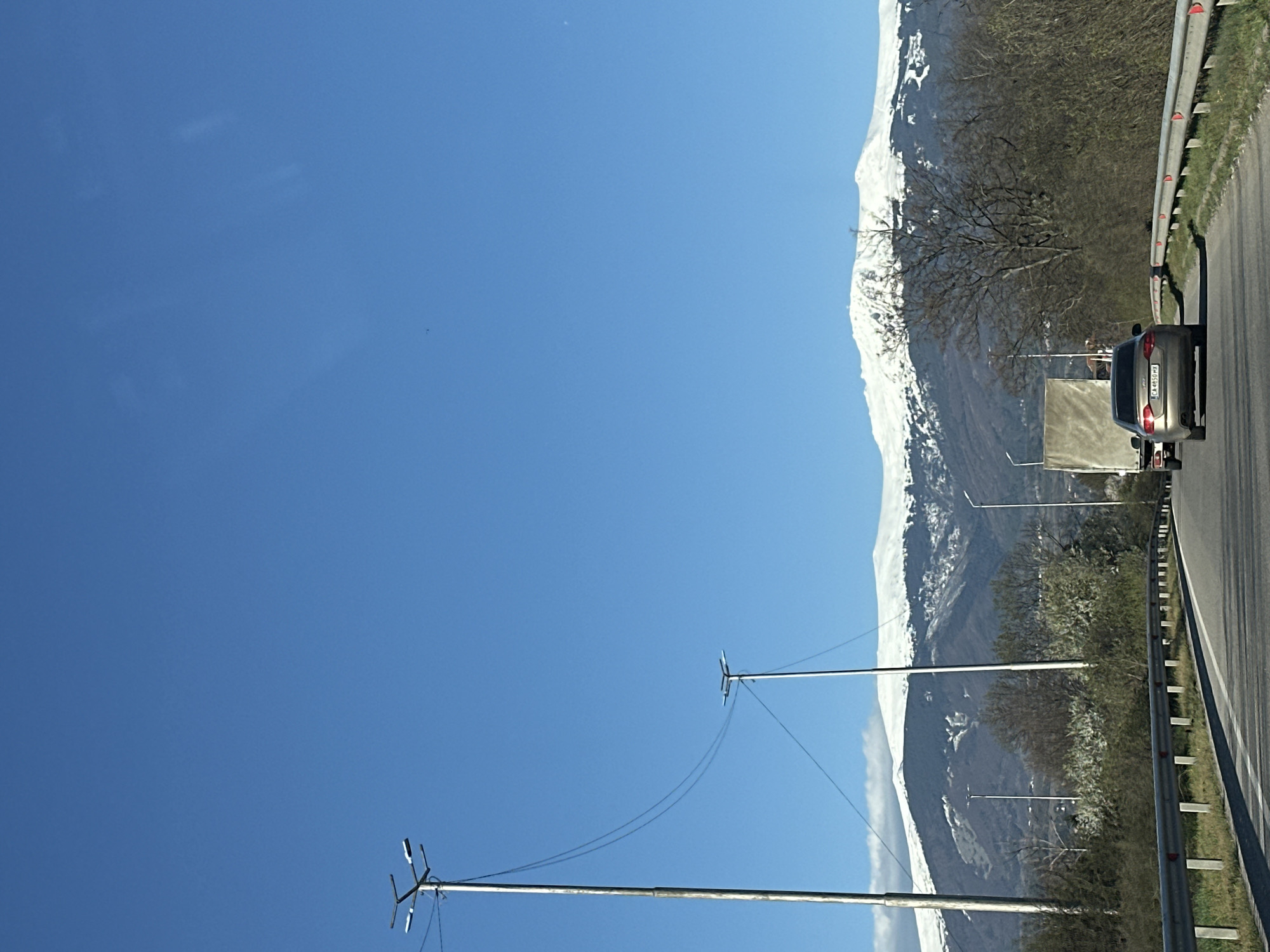 Clear morning views of snow-capped mountains captured in Lozen