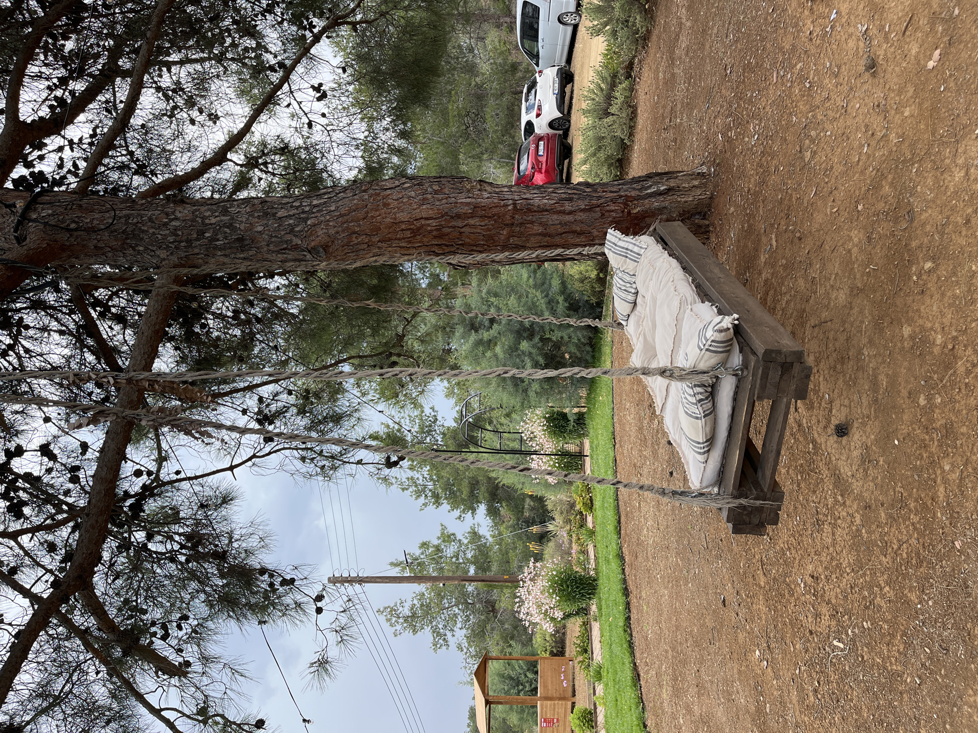 Outdoor garden spaces with swing beds documented in Sia, Cyprus