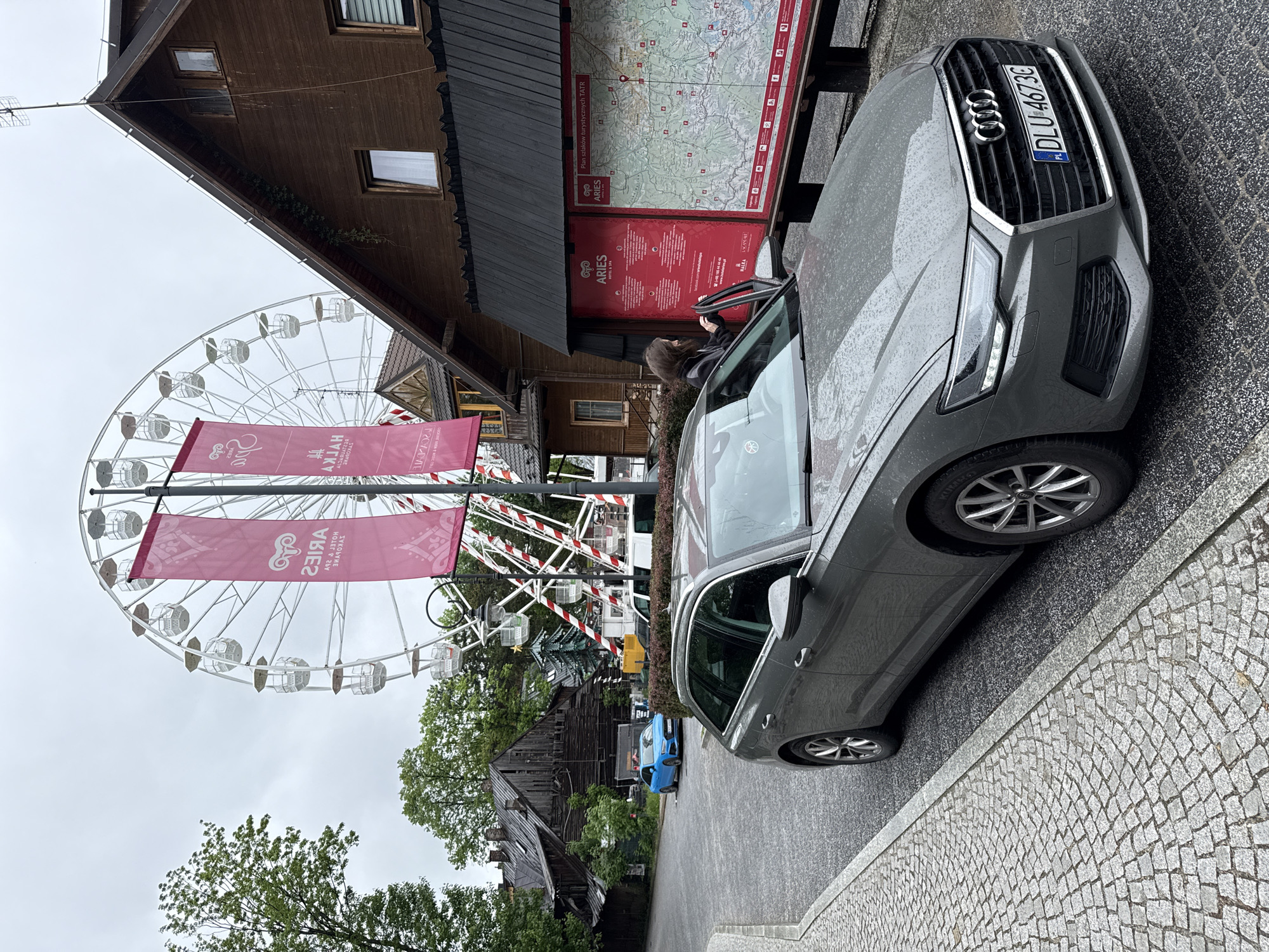 Wet streets observed in Zakopane after apparent rainfall