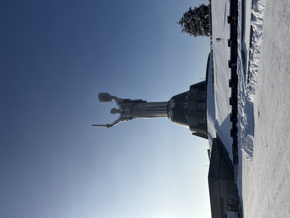 Winter morning views captured at Kyiv's Motherland Monument