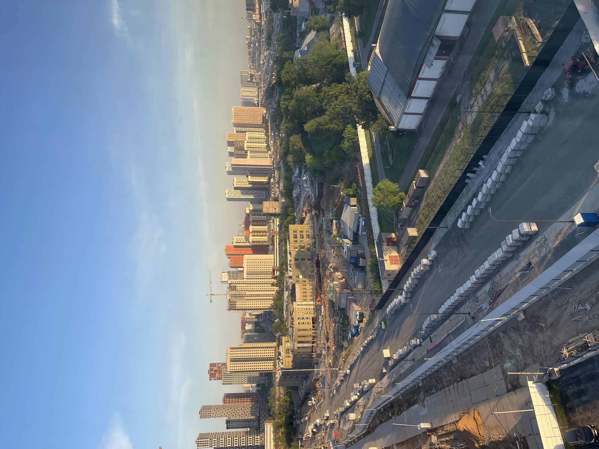 Moscow cityscape captured from elevated viewpoint during golden hour