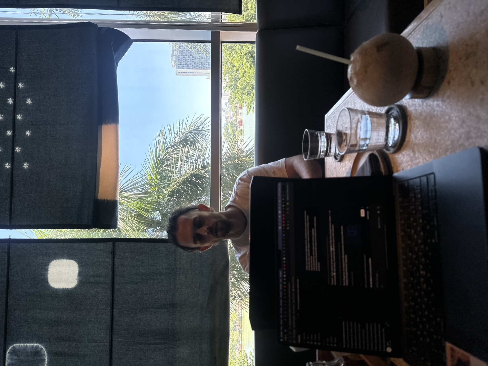 Working and unwinding at a riverside café in Đà Nẵng