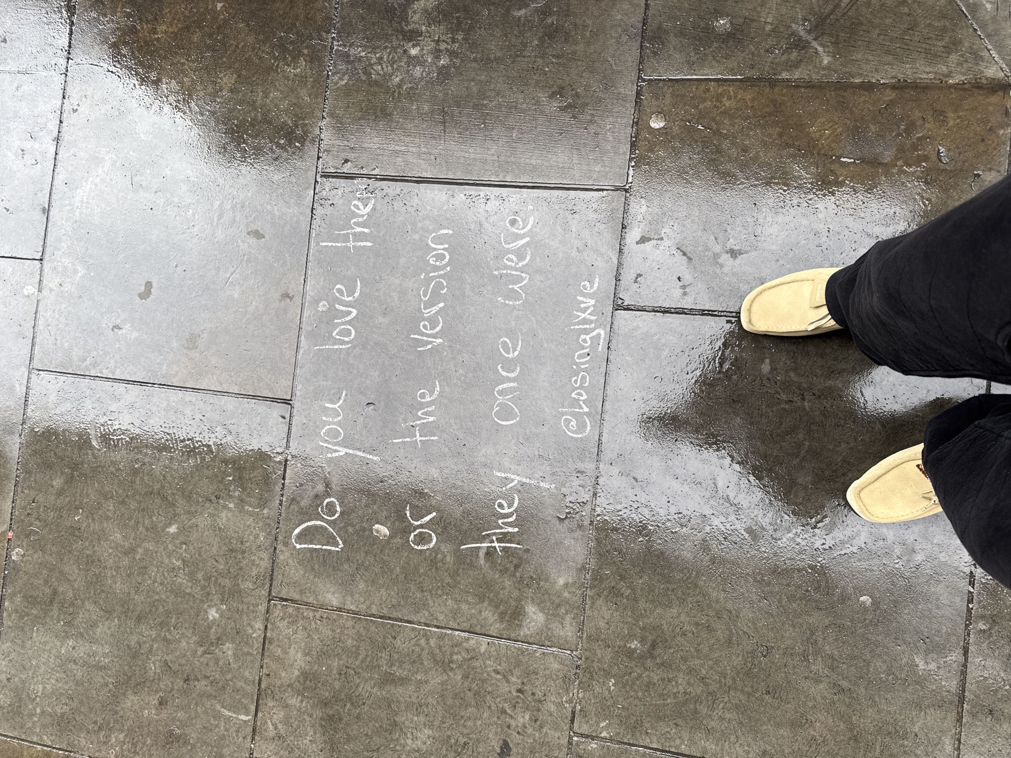 Chalk message about love appears on London pavement