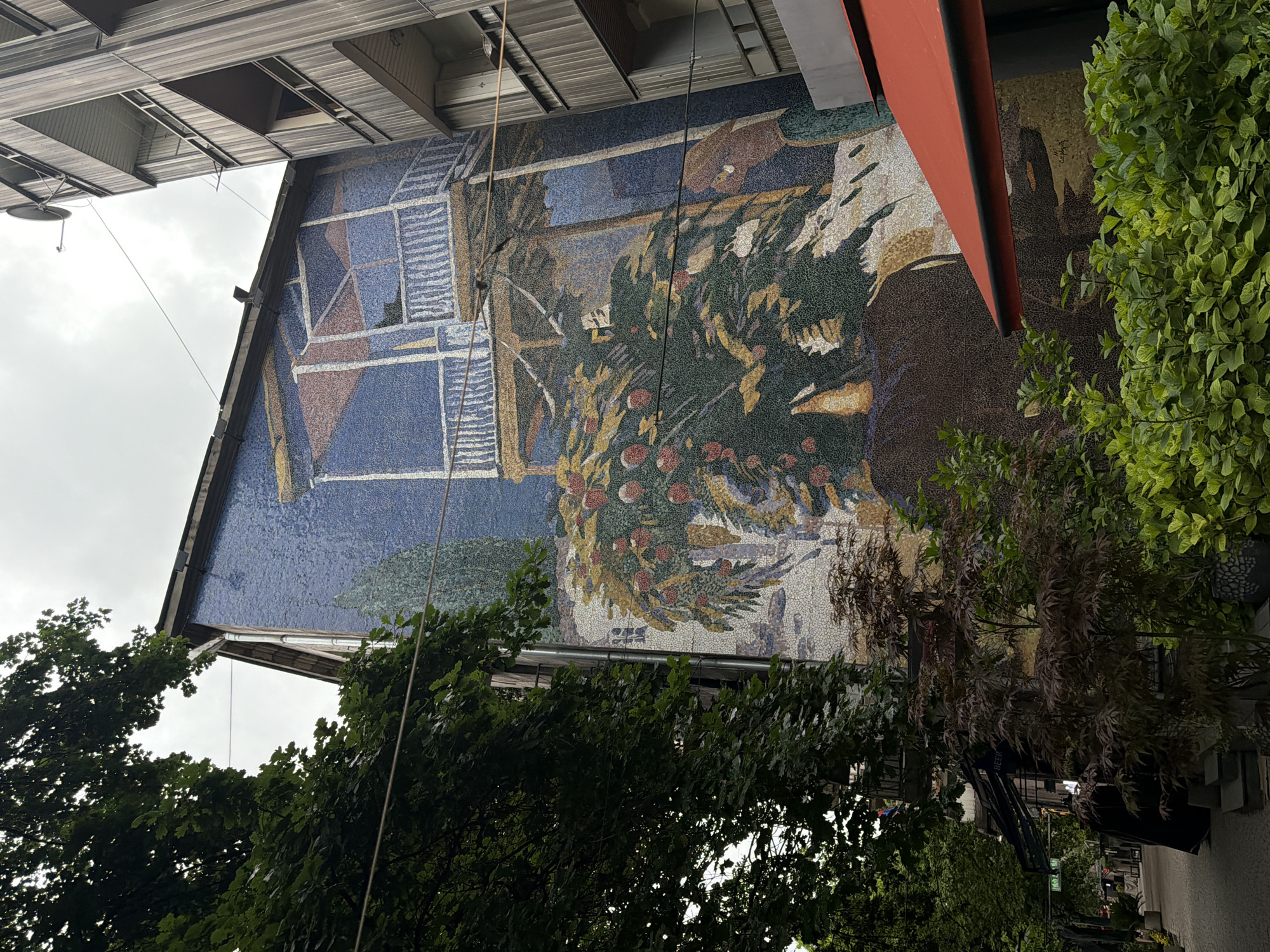 Mosaic garden mural documented on Yerevan building
