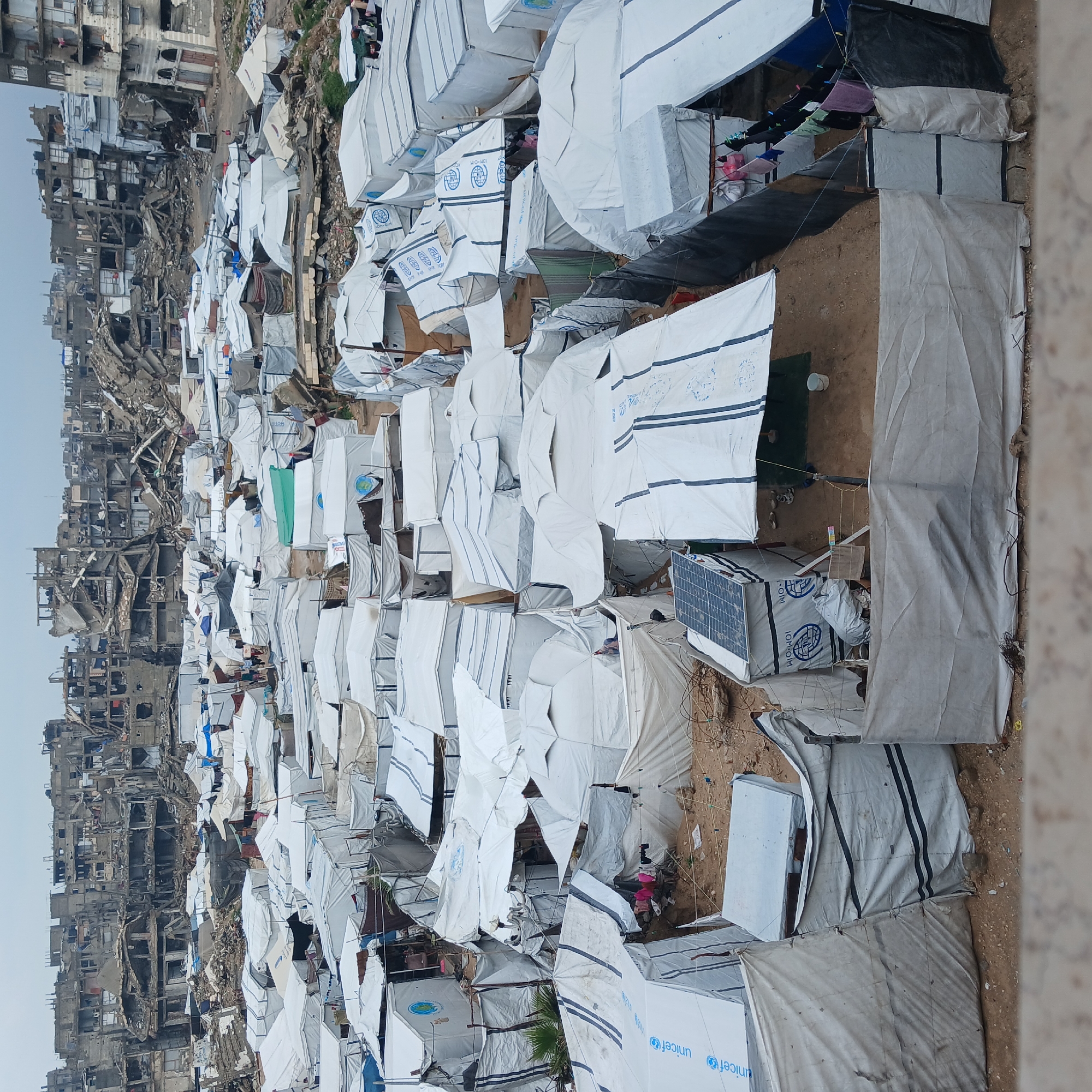 Gaza City shows extensive destruction with temporary settlements