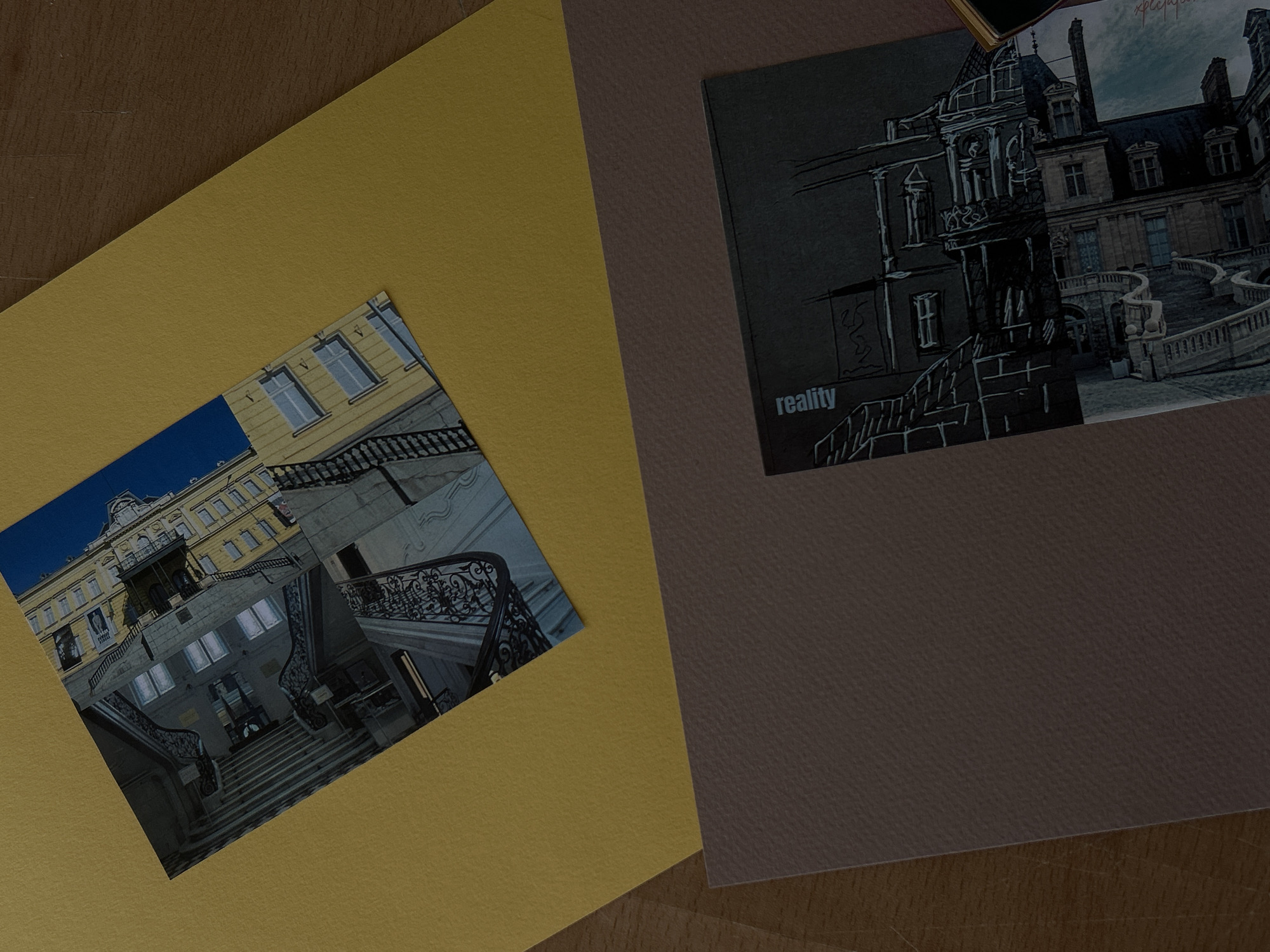 Sketchbooks and architectural drawings spread across a Sofia desk