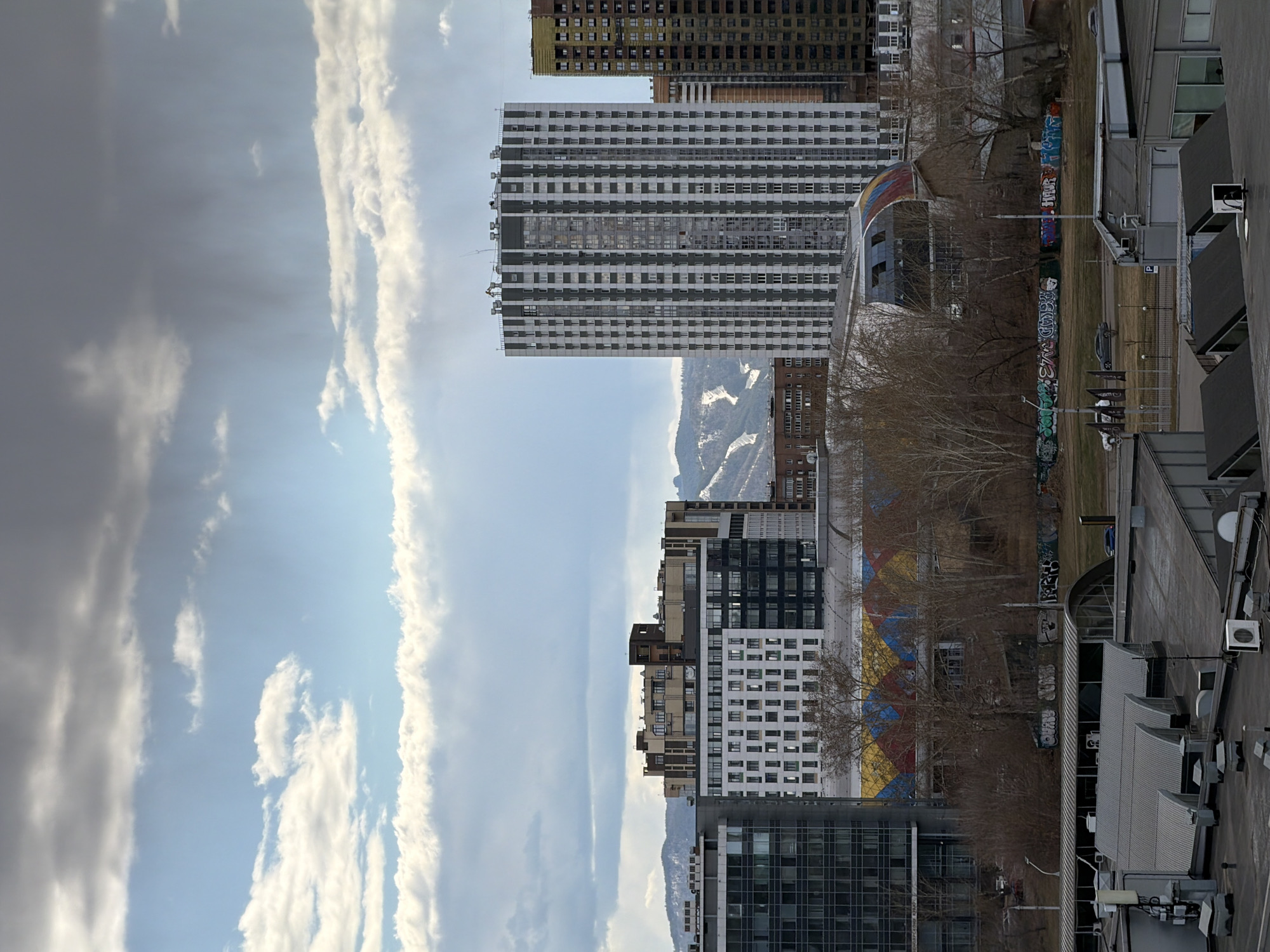 Morning cityscape views documented across Krasnoyarsk, Russia