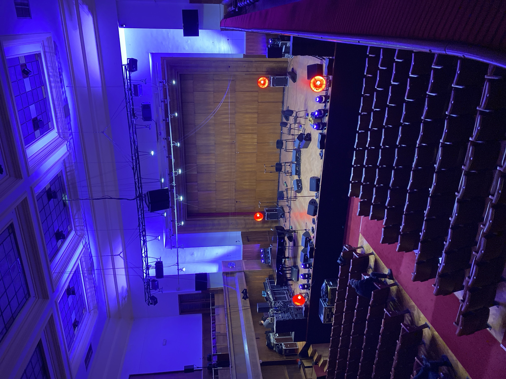 Concert hall stage setup captured at Belgrade's Kolarac Hall