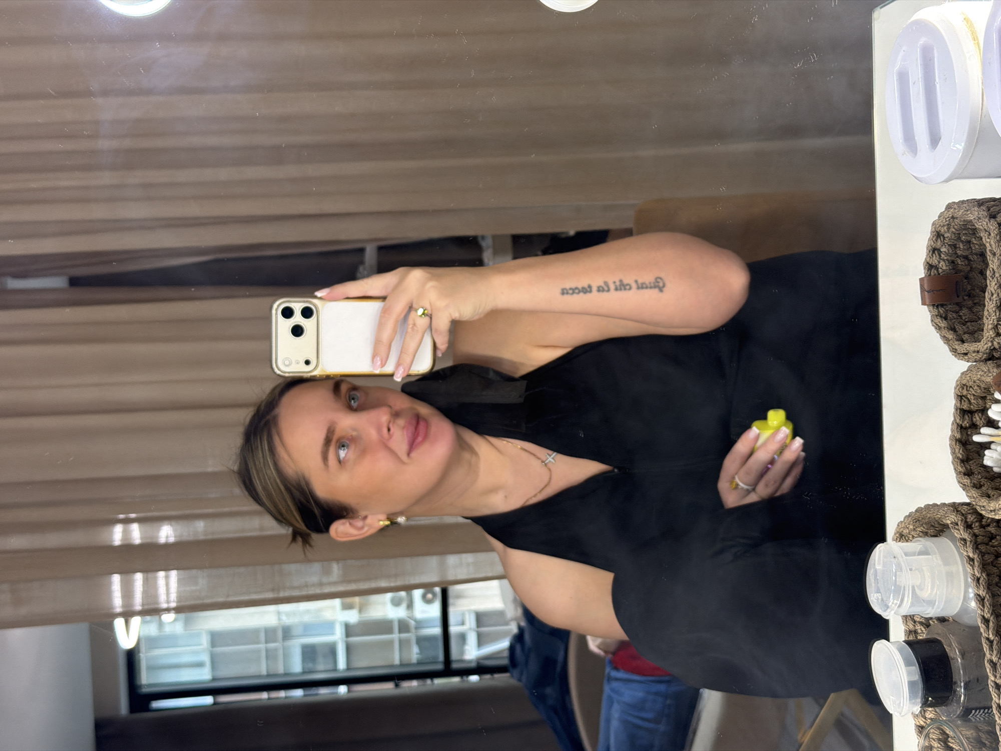 Woman takes mirror selfies in Moscow dressing room