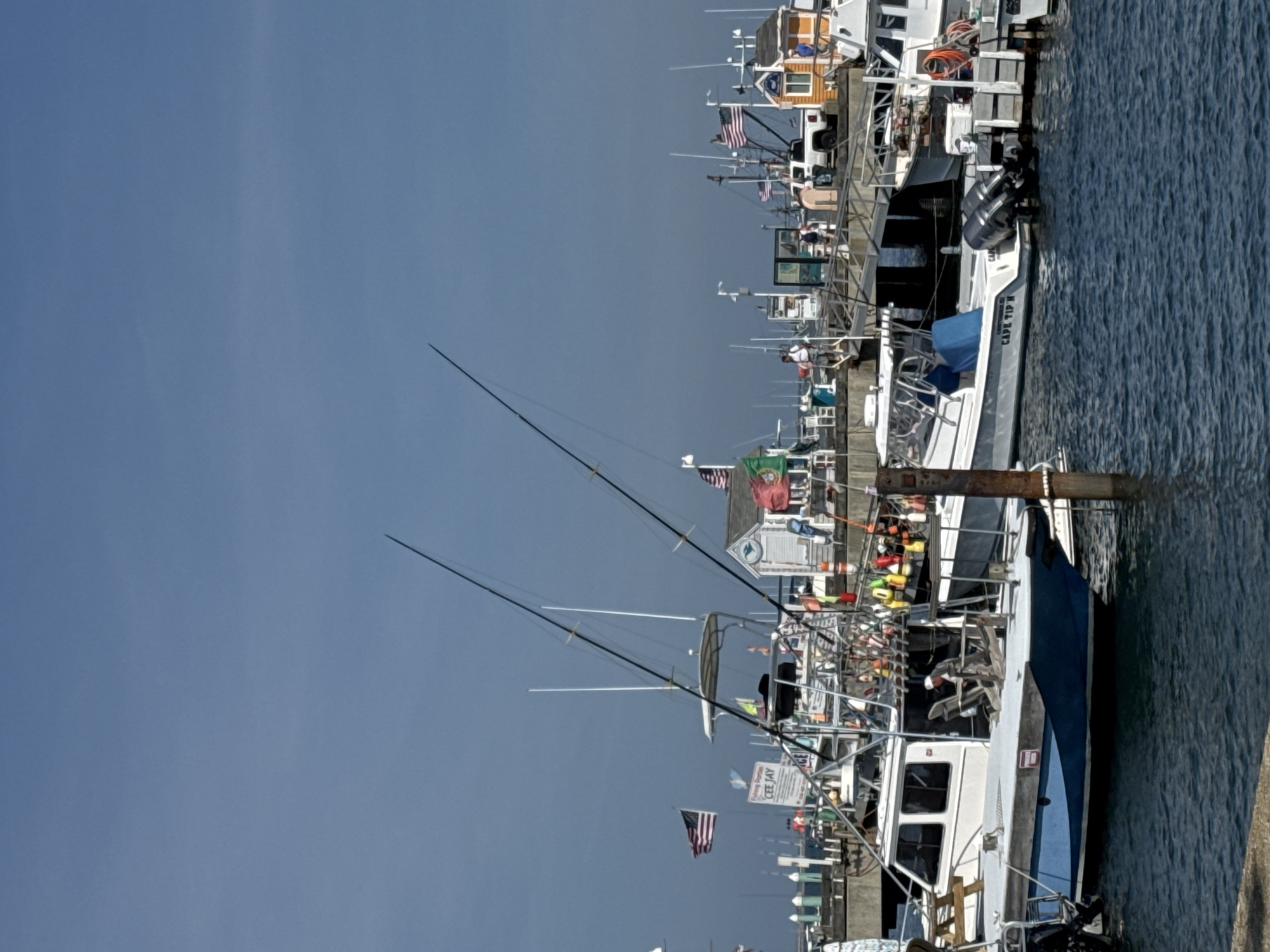 Sunny afternoon at Provincetown's busy harbor waterfront