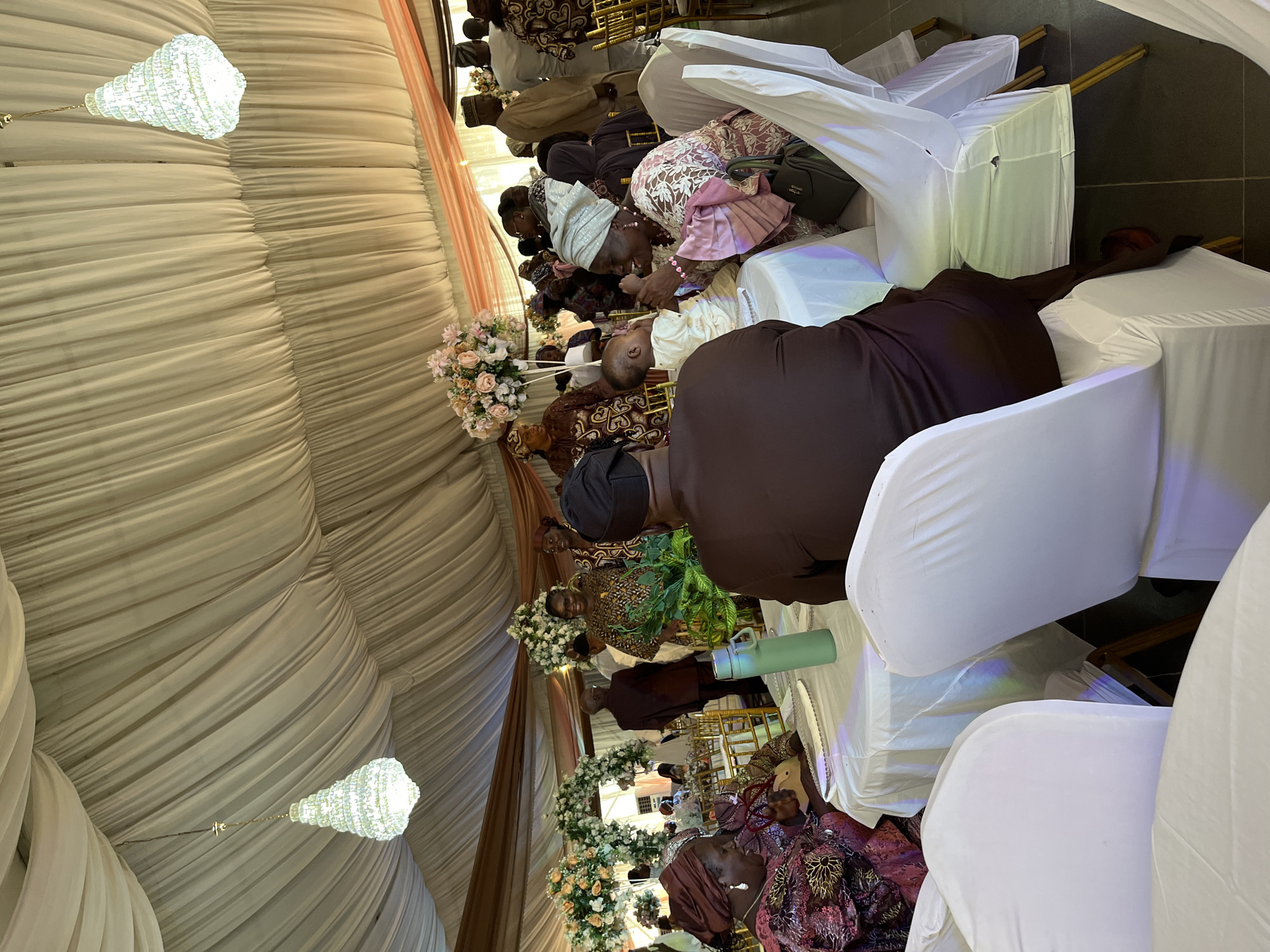 Wedding reception celebrated in decorated venue in Abuja, Nigeria
