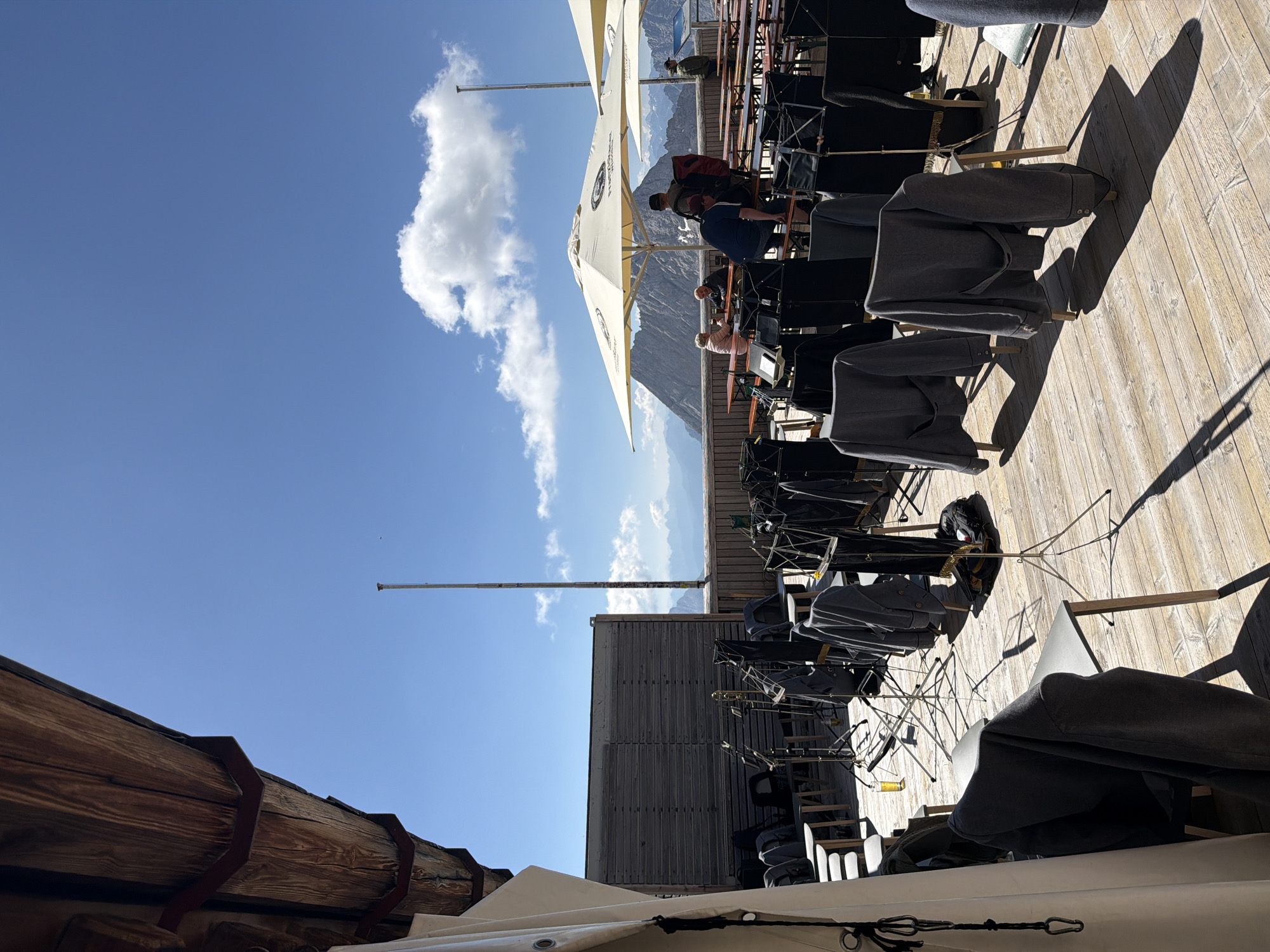 Traditional brass band plays at alpine venue in Leutasch