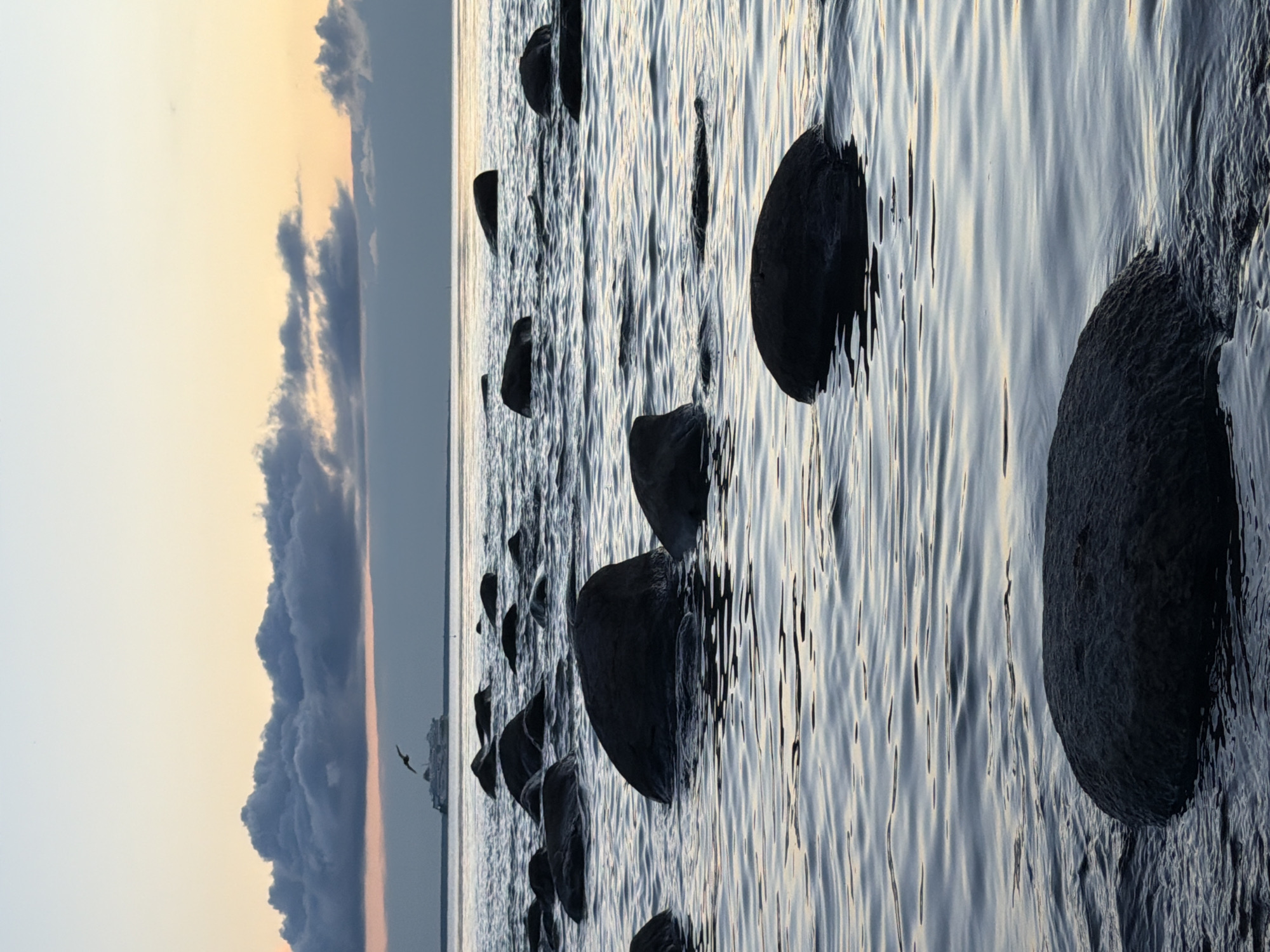Baltic sunset at Haabneeme with spotting scope and ferries on horizon