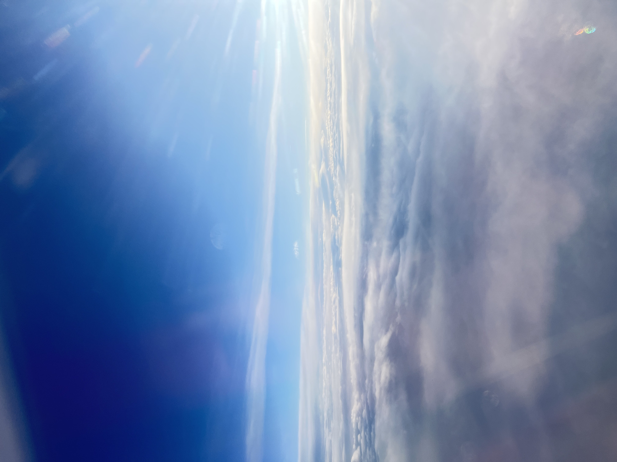 High-altitude aerial sky photograph captured over coordinates 42.59, 29.14