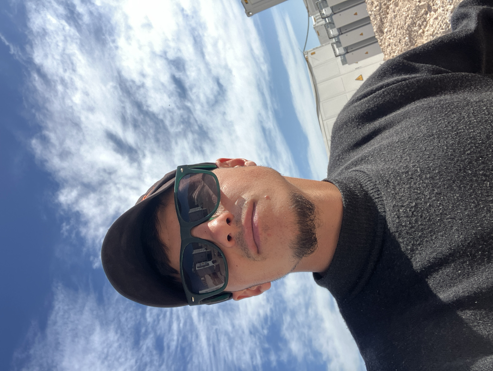 Man takes morning selfie in Peshtera, Bulgaria