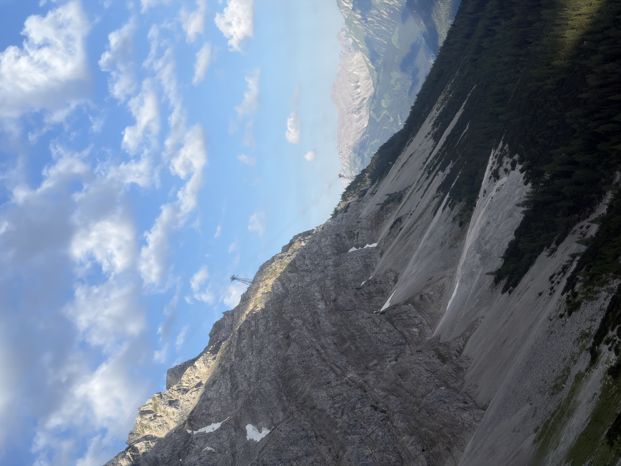 Sunny morning in the Grainau Alps, rugged peaks and forest