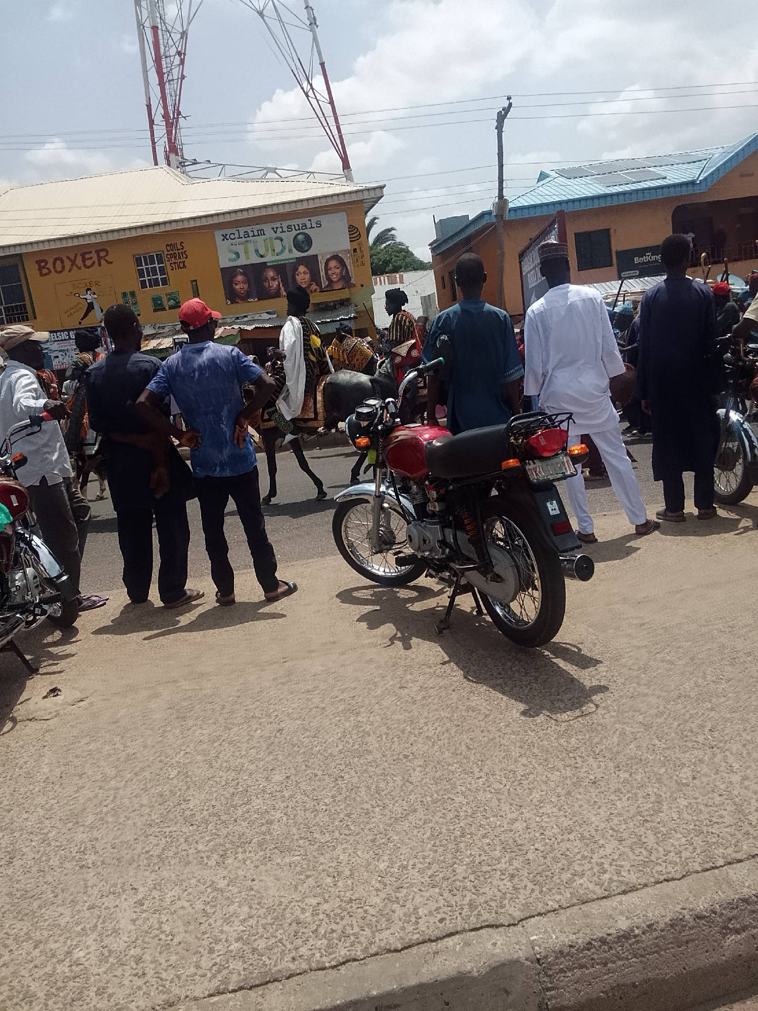 Traditional ceremonial procession with horseback riders observed in Arawa, Nigeria