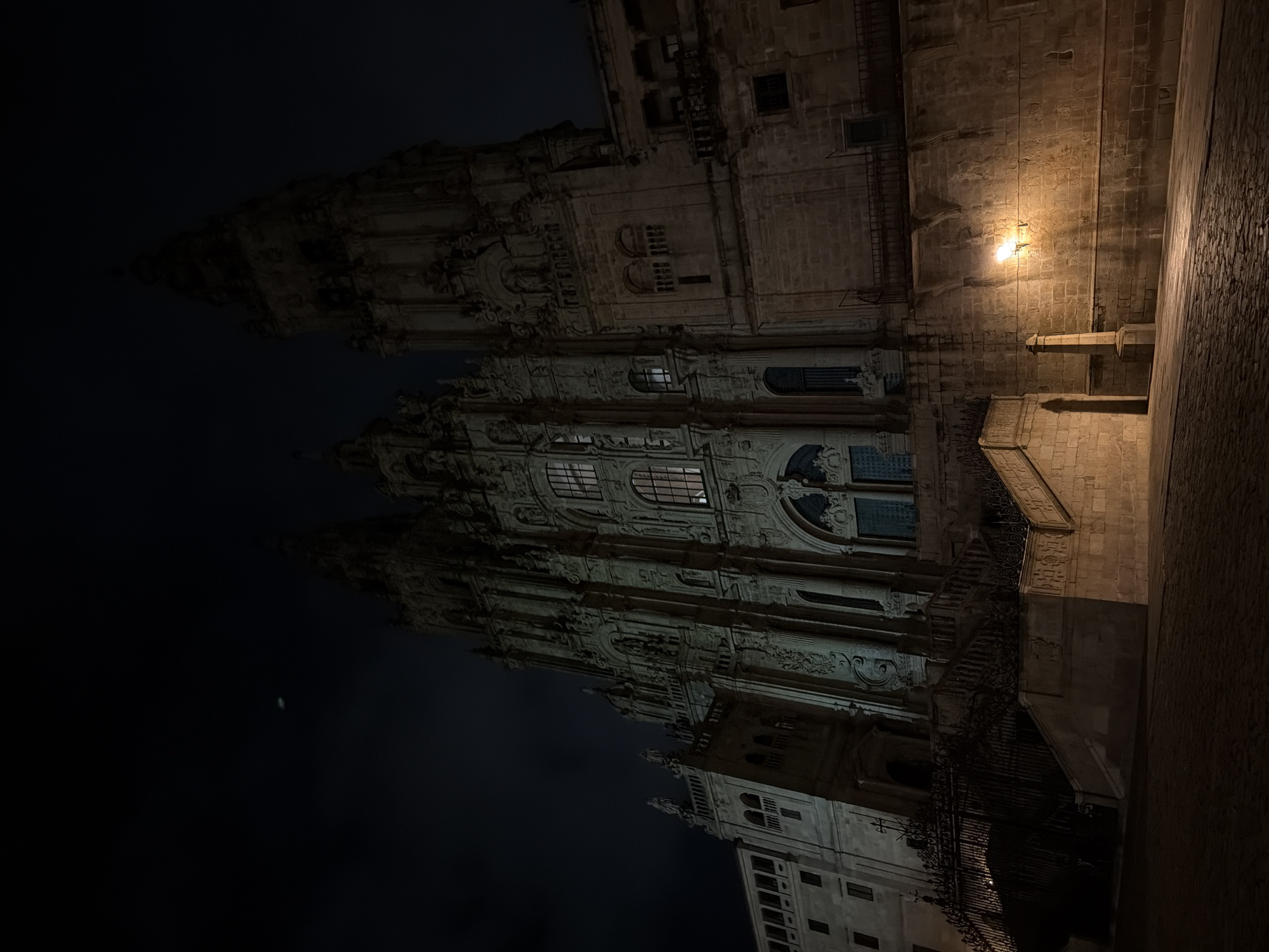 Night photography session captures Santiago cathedral and historic cityscape
