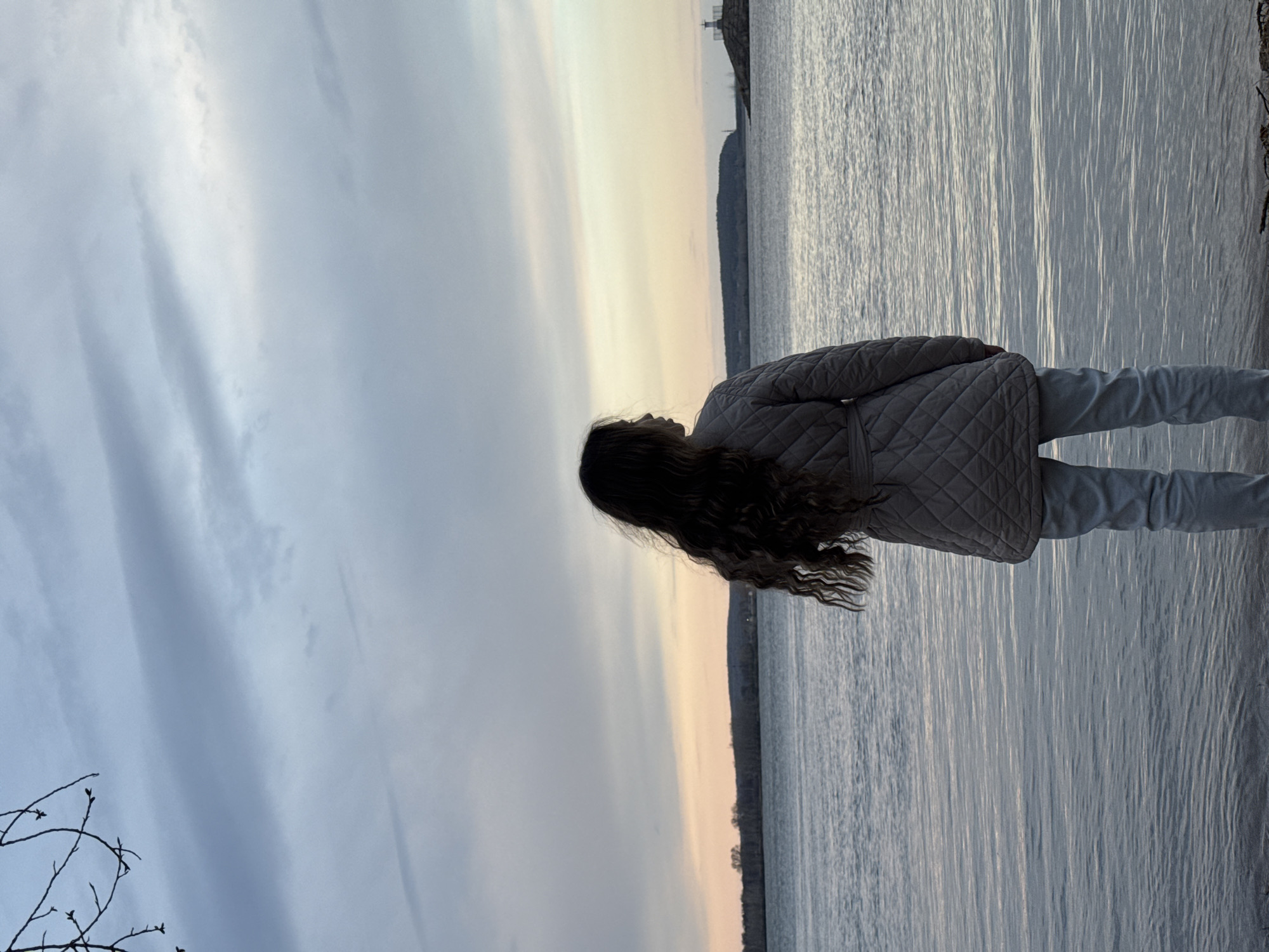 Woman spends afternoon by Kama River in Chaikovsky, Russia