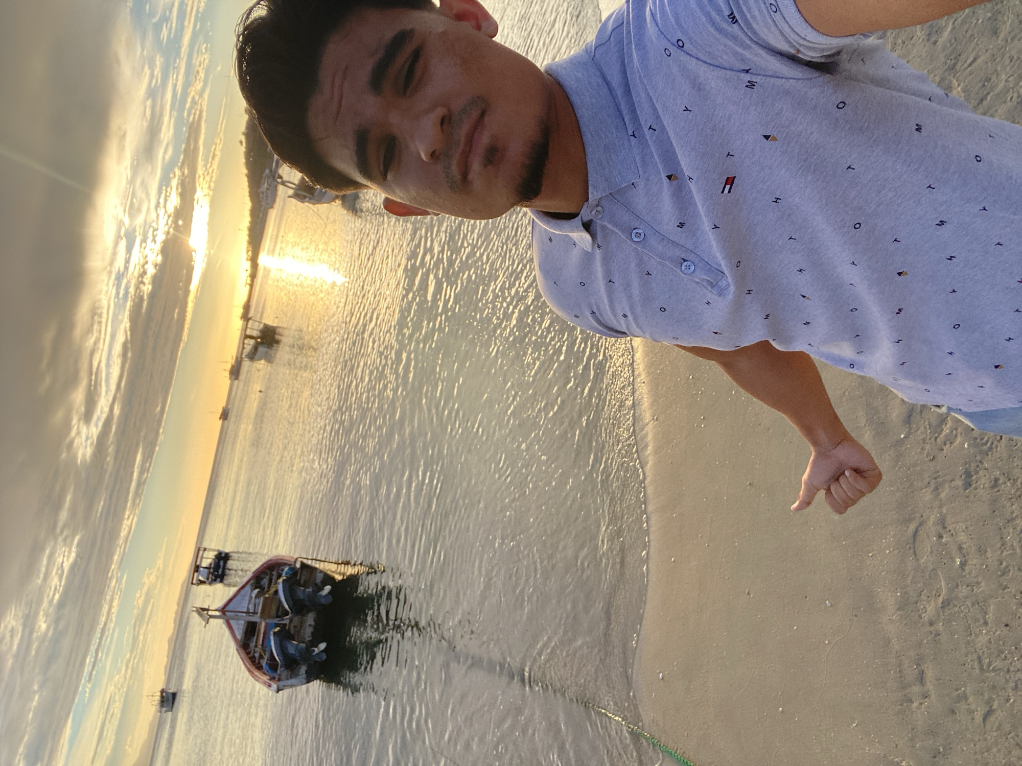 Sunset evening on the beach at Juan Griego, Venezuela