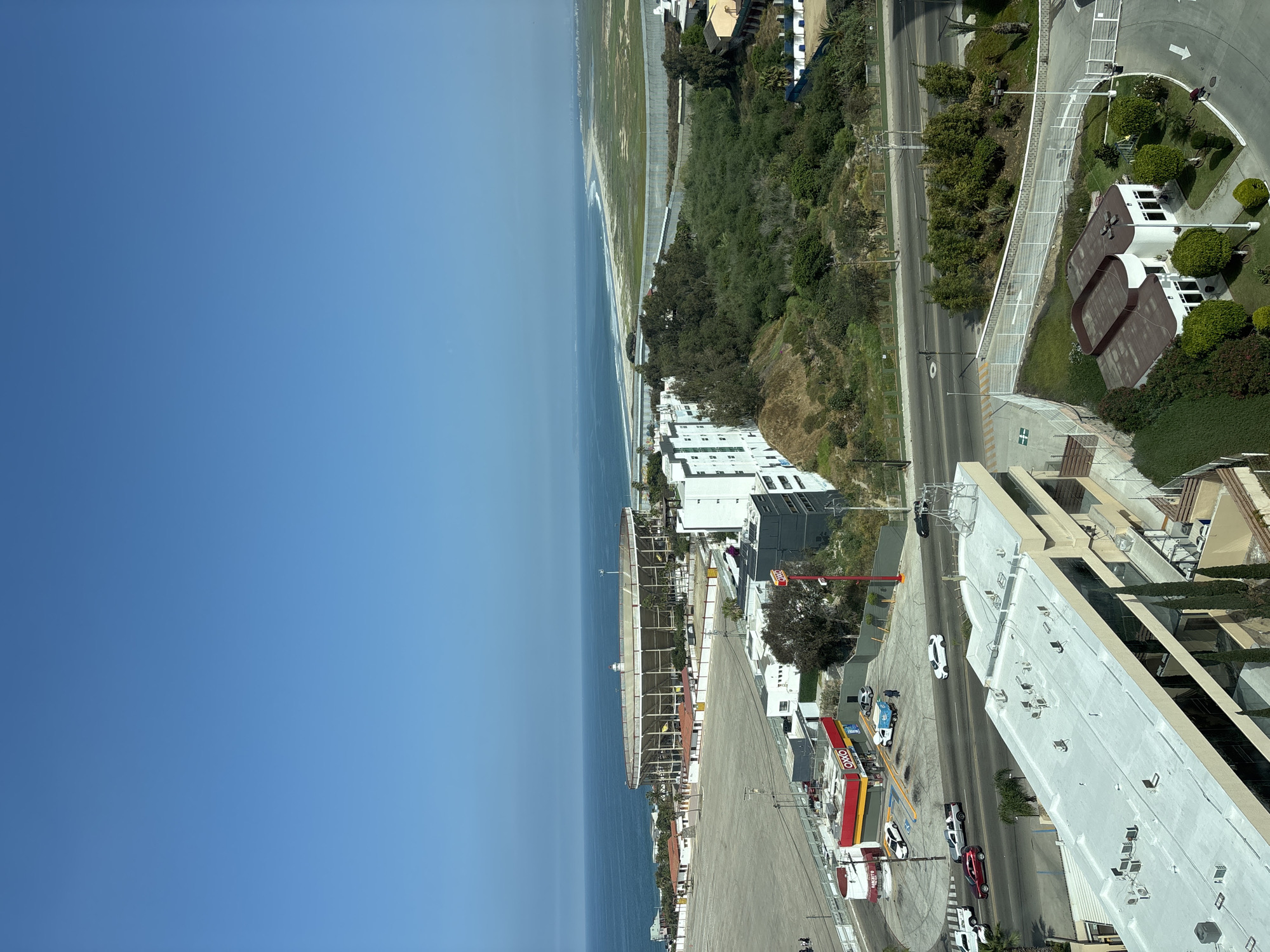 Aerial views of Tijuana coastline documented from elevated position
