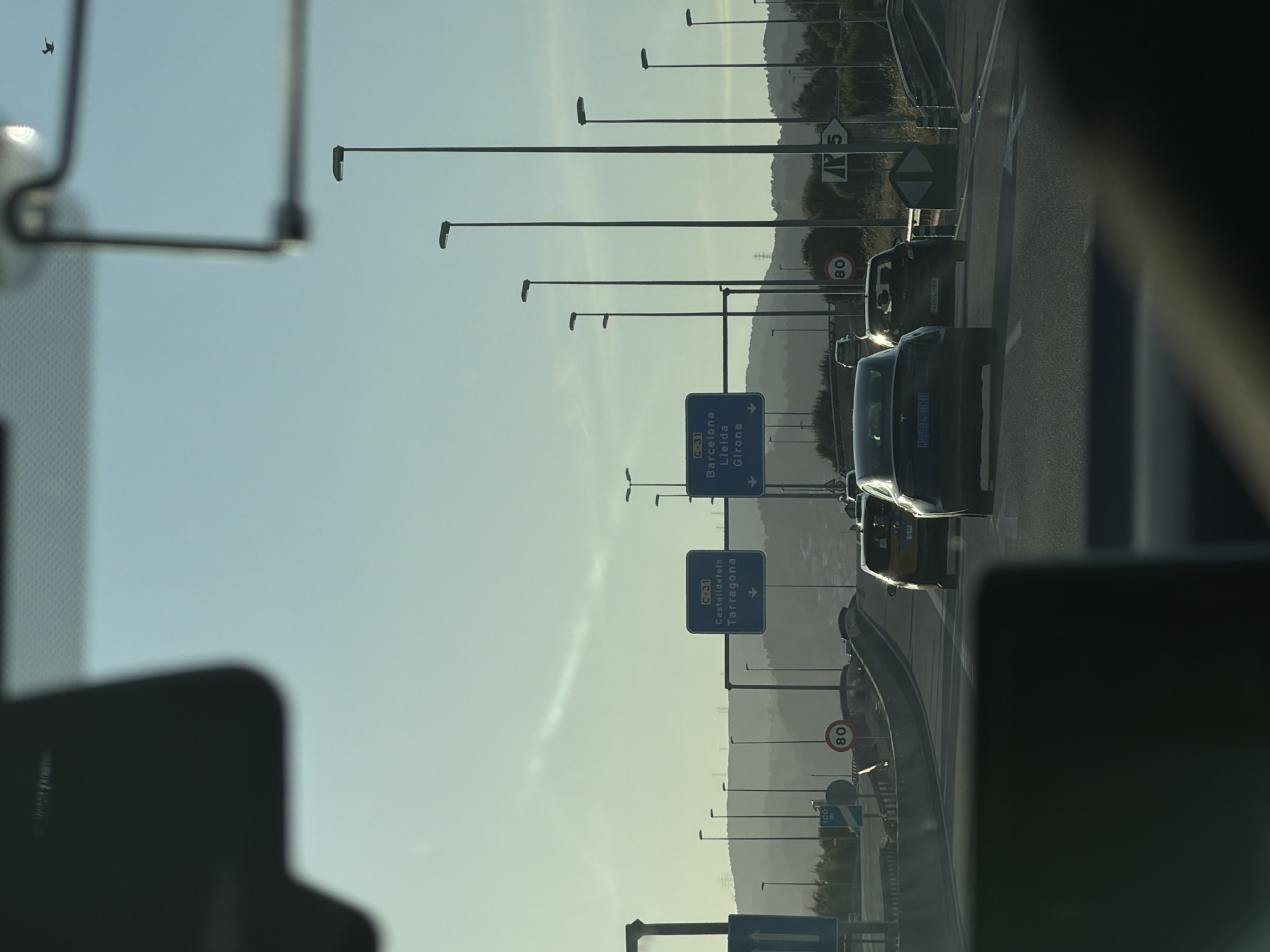 Evening traffic captured on Viladecans highway, Spain