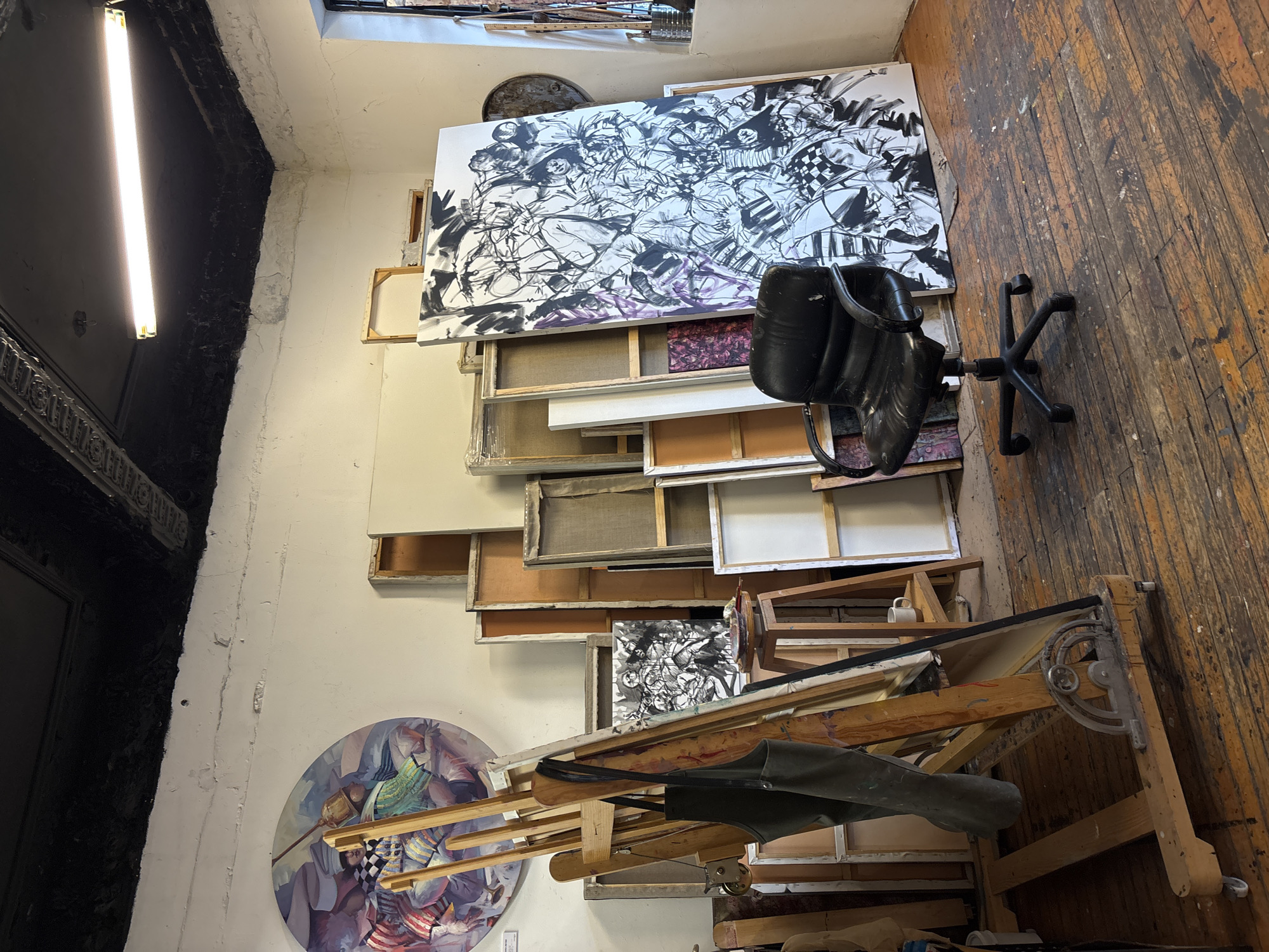 Art gallery interior documented with distinctive ceiling and displays