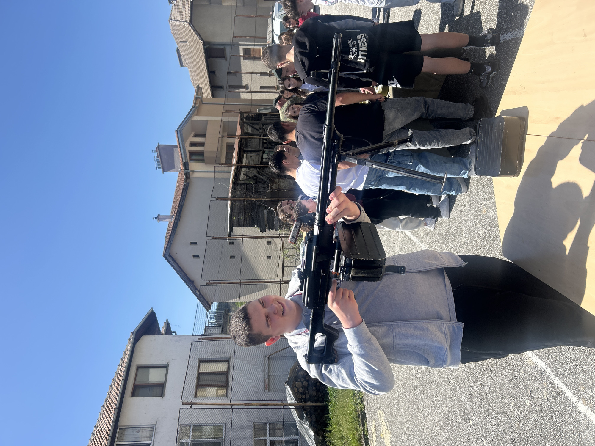 Military demonstration features weapons display in Zlatograd schoolyard