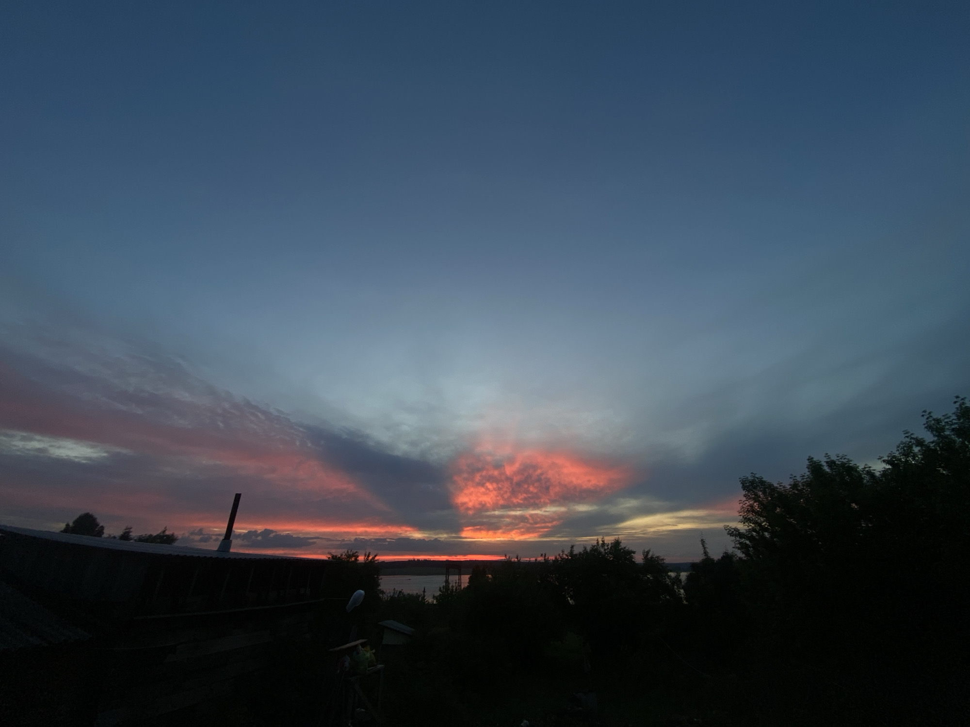 Dramatic sunset captured over Smolino lakeside landscape