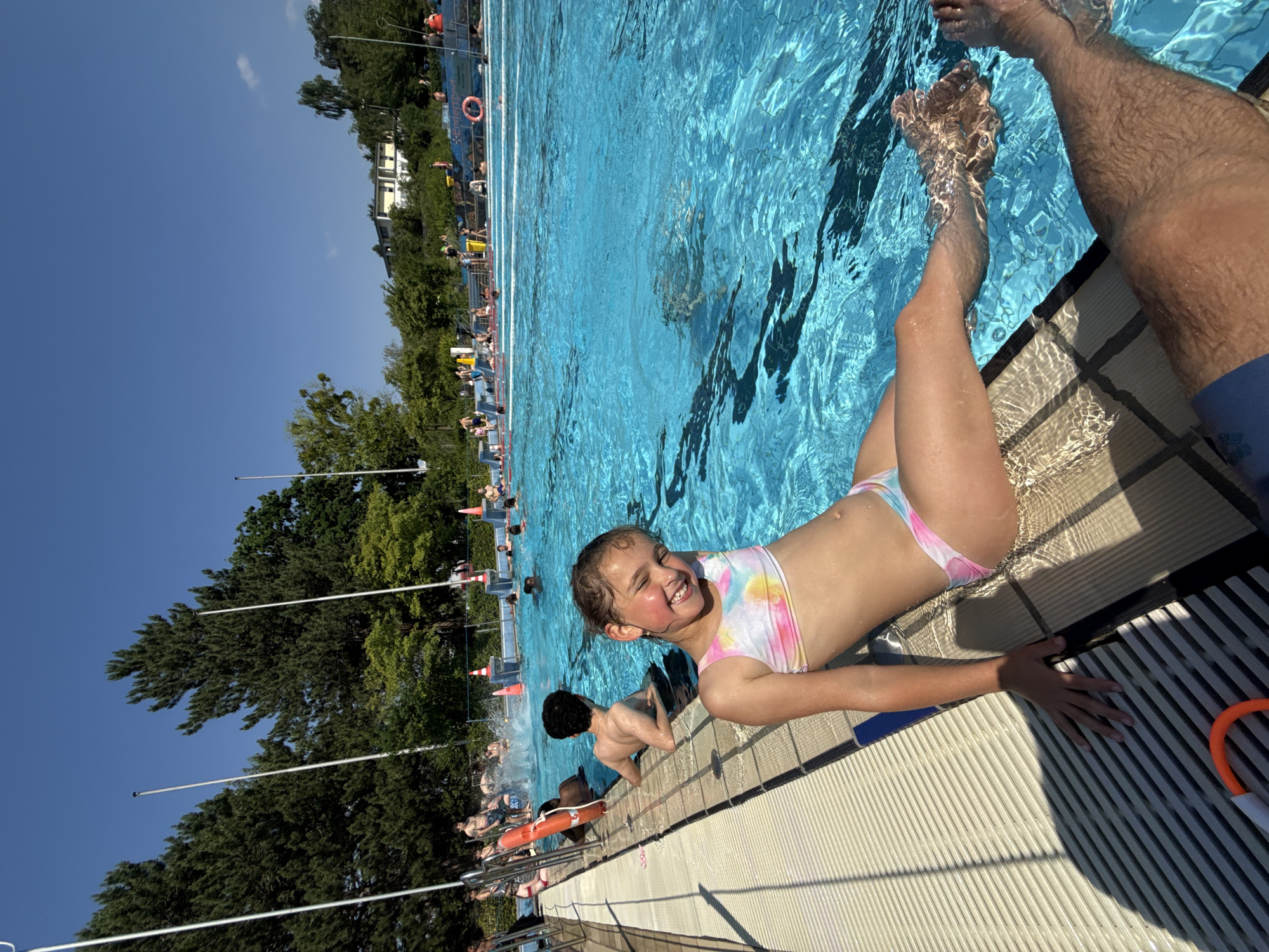 Busy afternoon at Bonn's Rheinaue outdoor pool