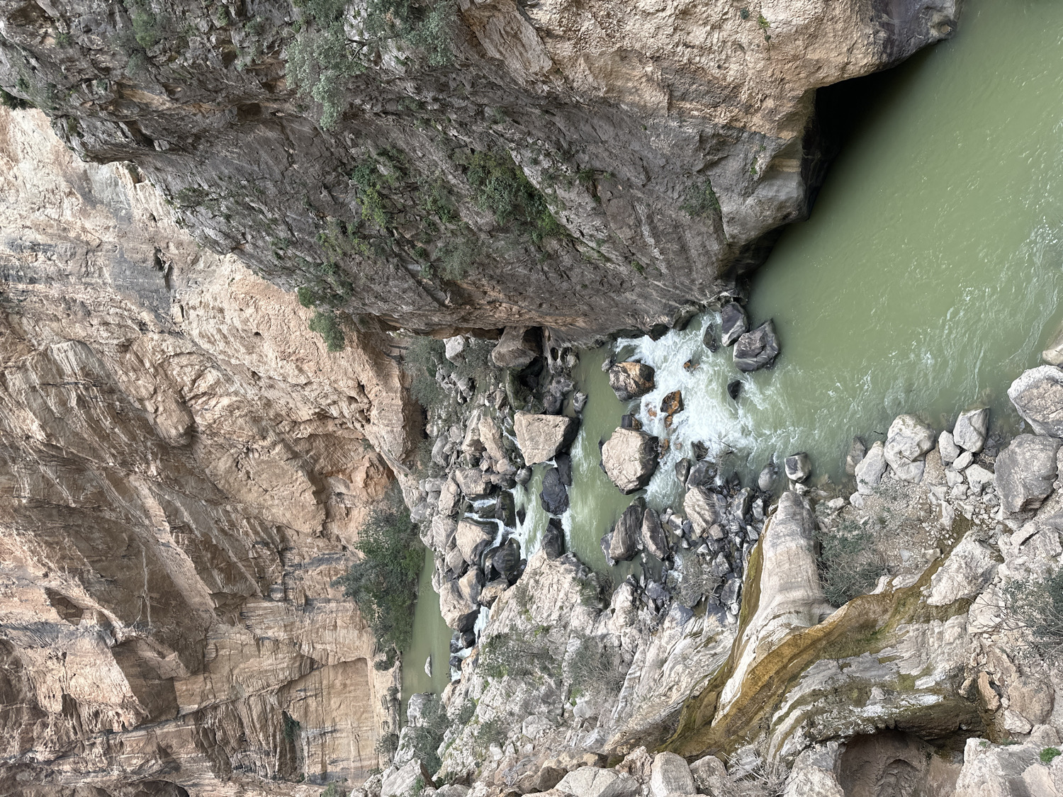 Tourist documents scenic views of El Caminito del Rey gorge