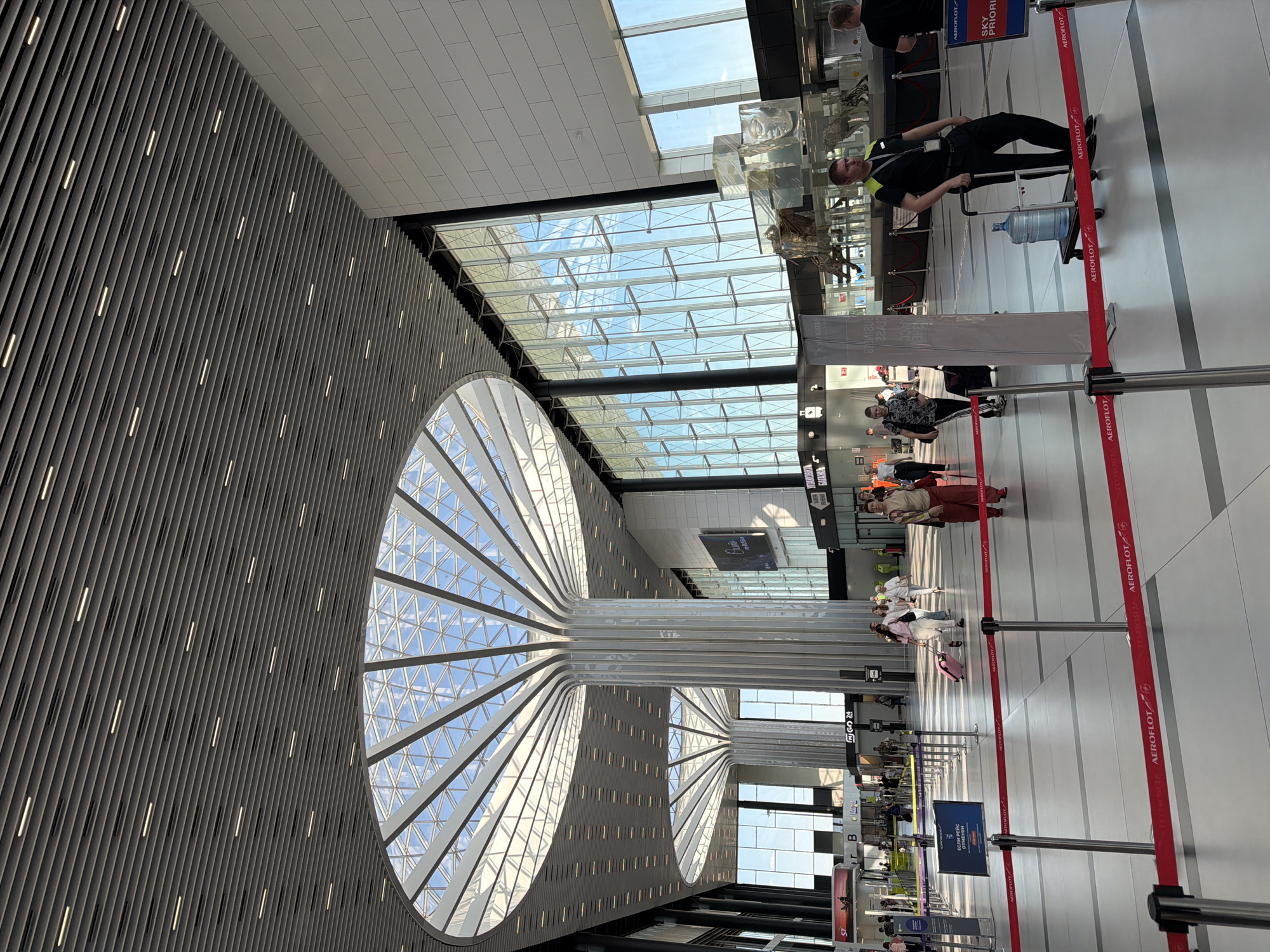 Modern airport terminal interior documented in Ob, Russia