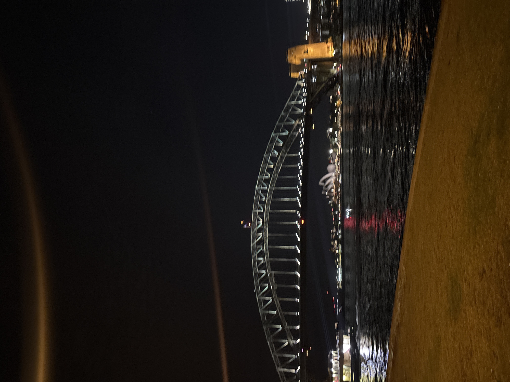 Sydney Harbour Bridge viewed at night from Mcmahons Point