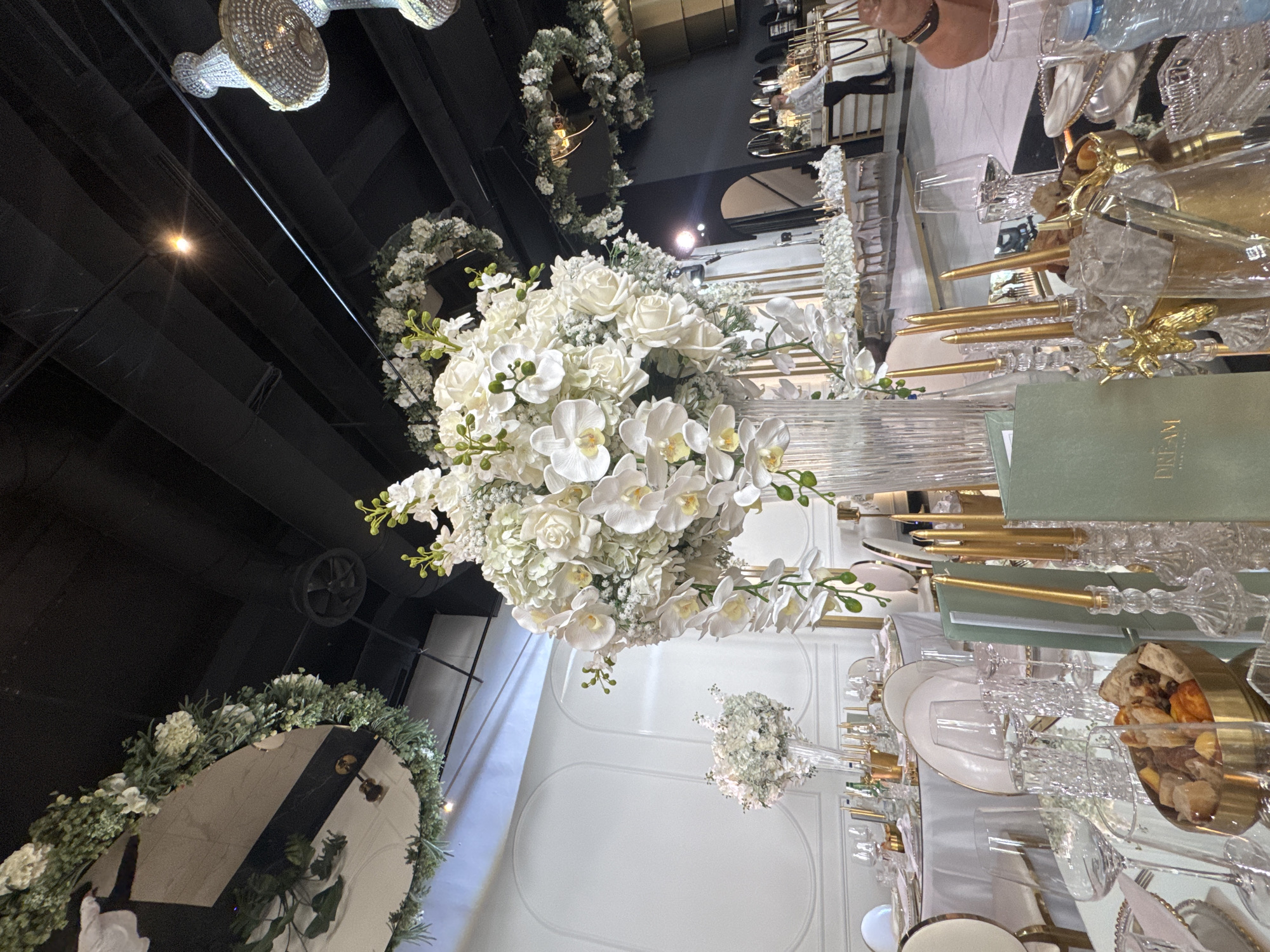 Belgrade river views and a white-floral wedding reception, same afternoon