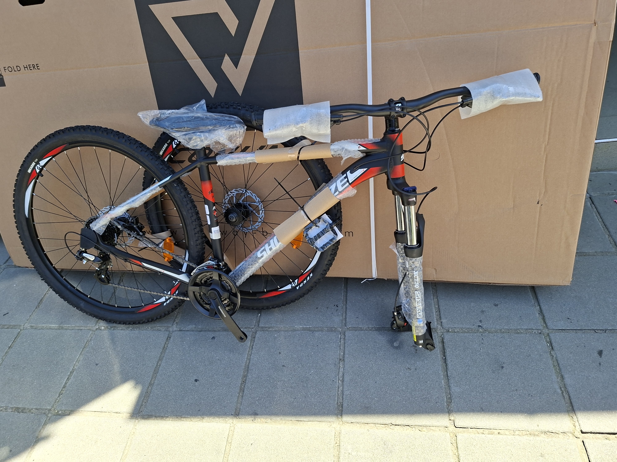 Bicycle boxes spotted on Gabrovo sidewalks during morning hours