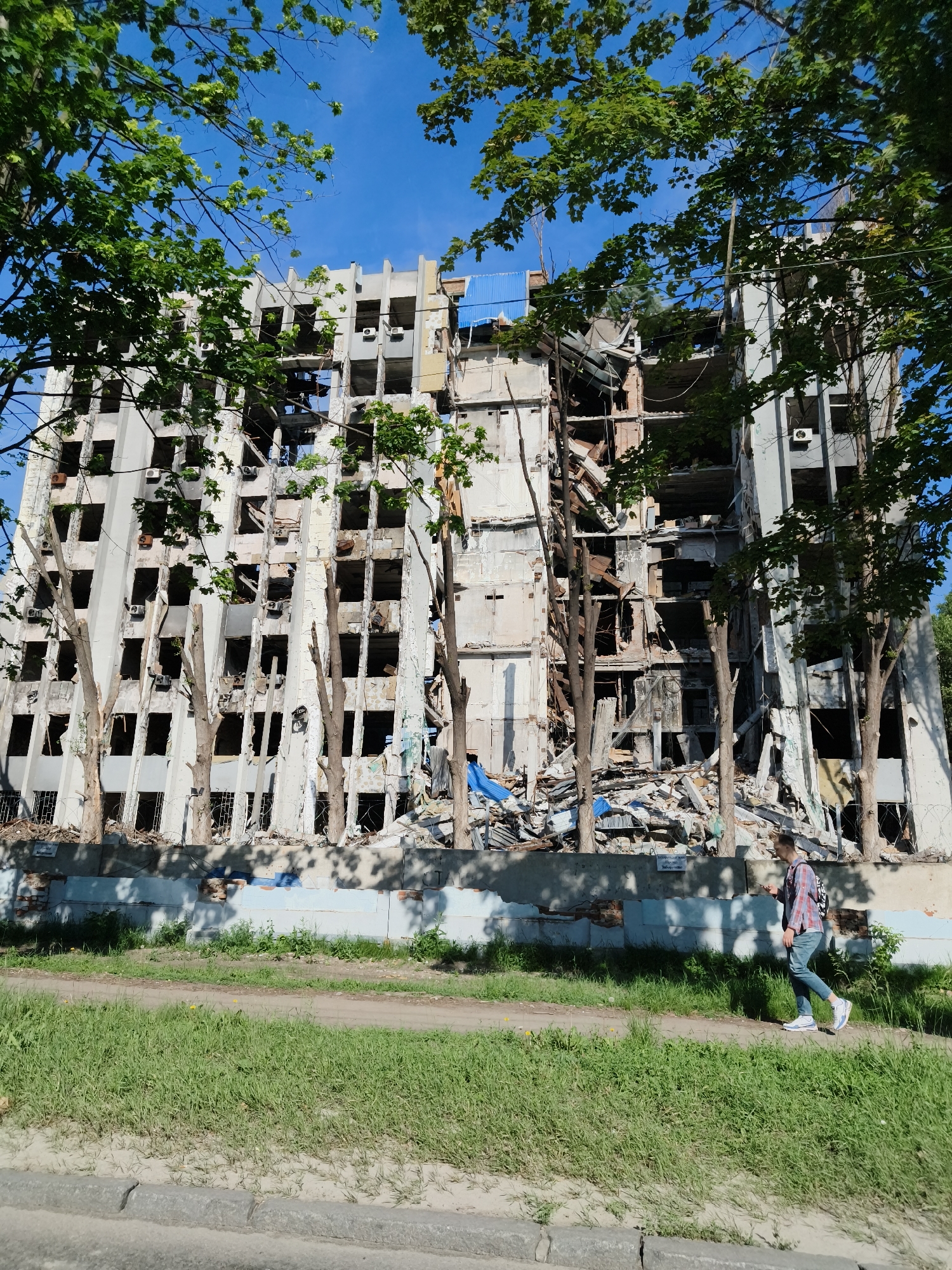 Severely damaged apartment buildings documented in Dnipro, Ukraine