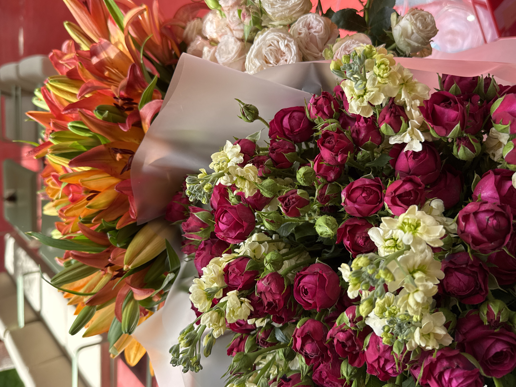 Flower bouquets and cafe scenes documented across Yerevan