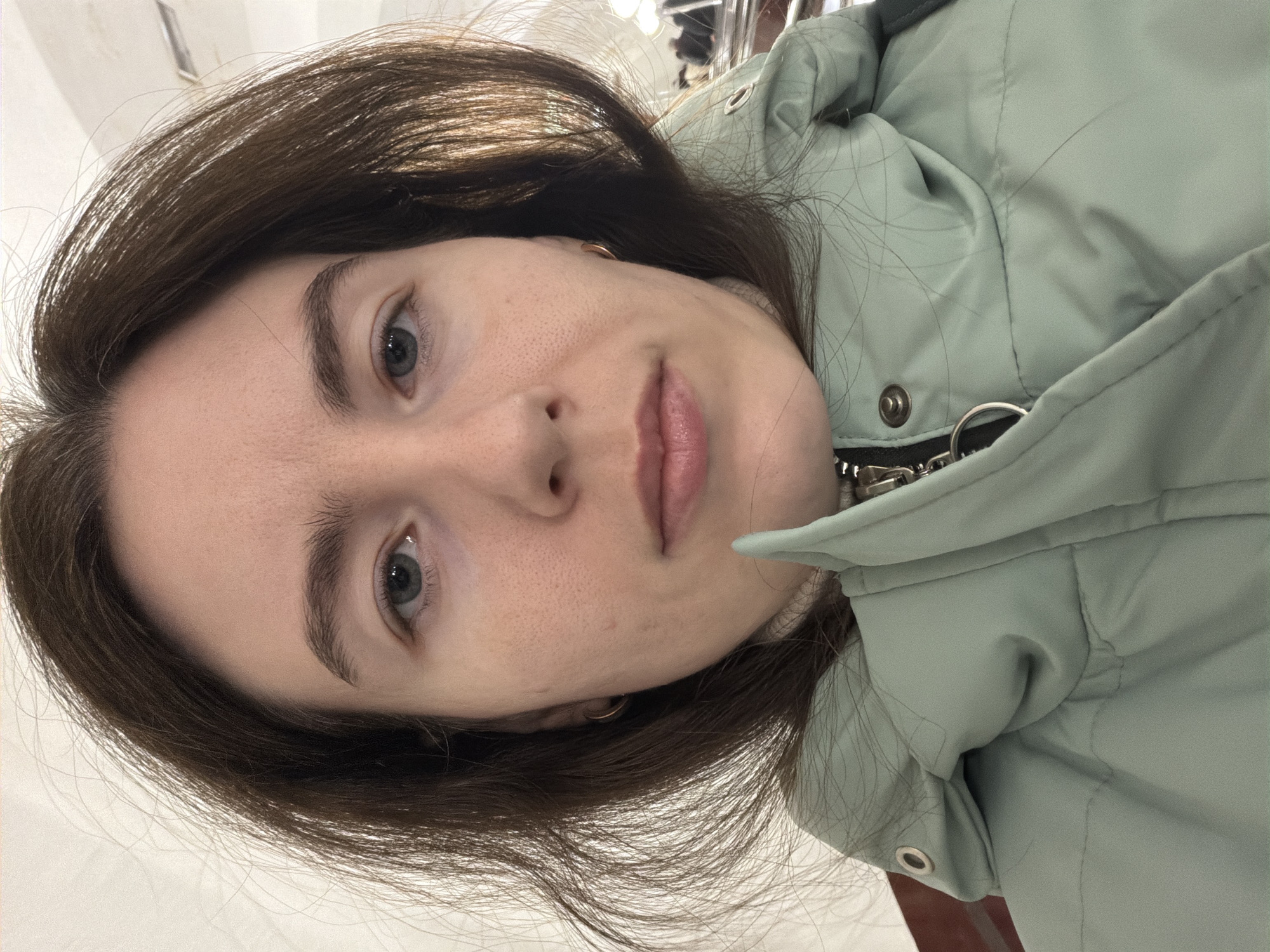 Woman takes morning selfie in Saint Petersburg