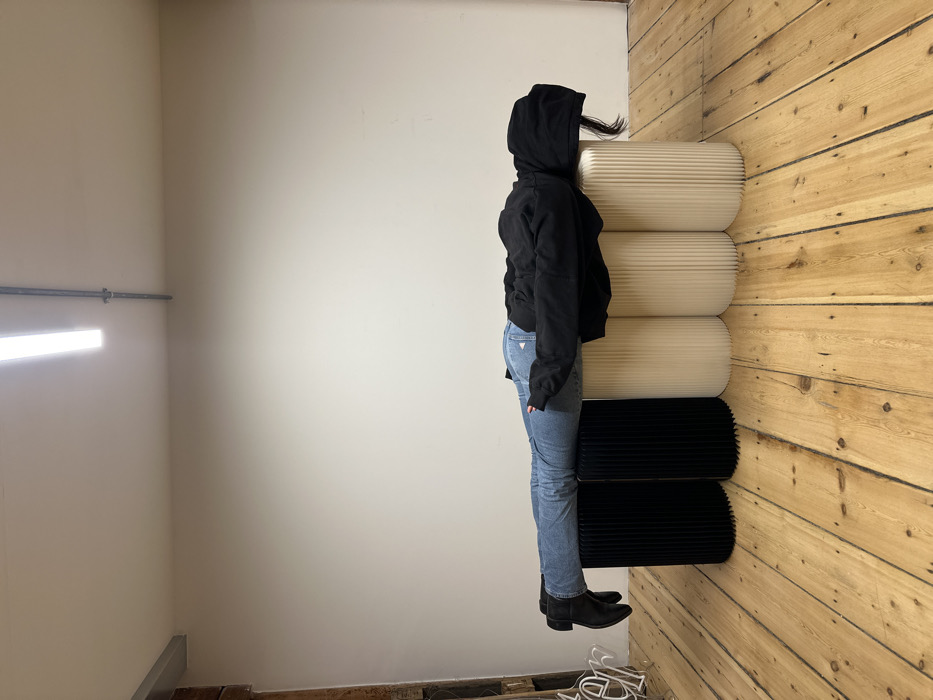 Woman photographed in various poses at London indoor location