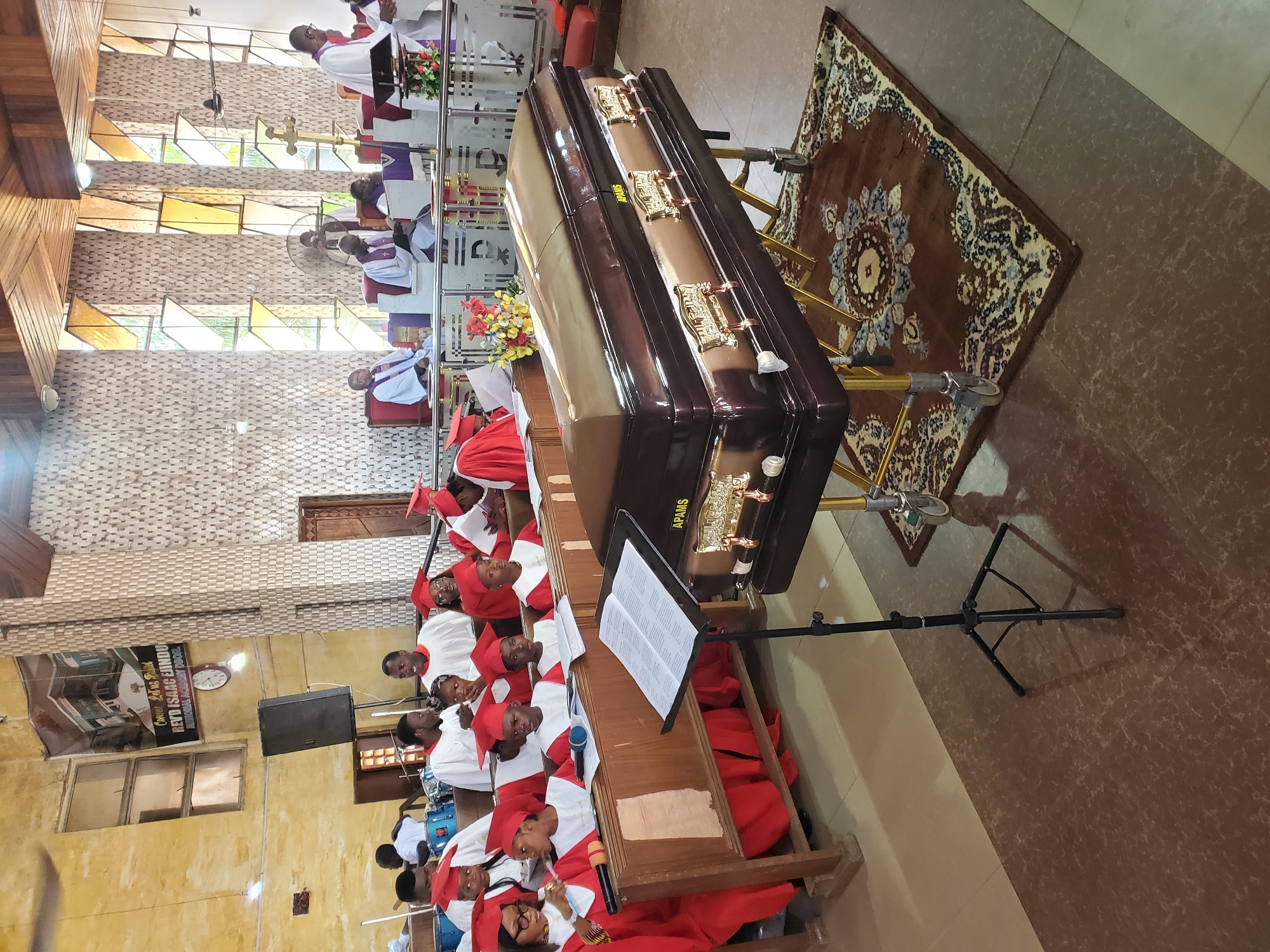 Indoor funeral service held at religious venue