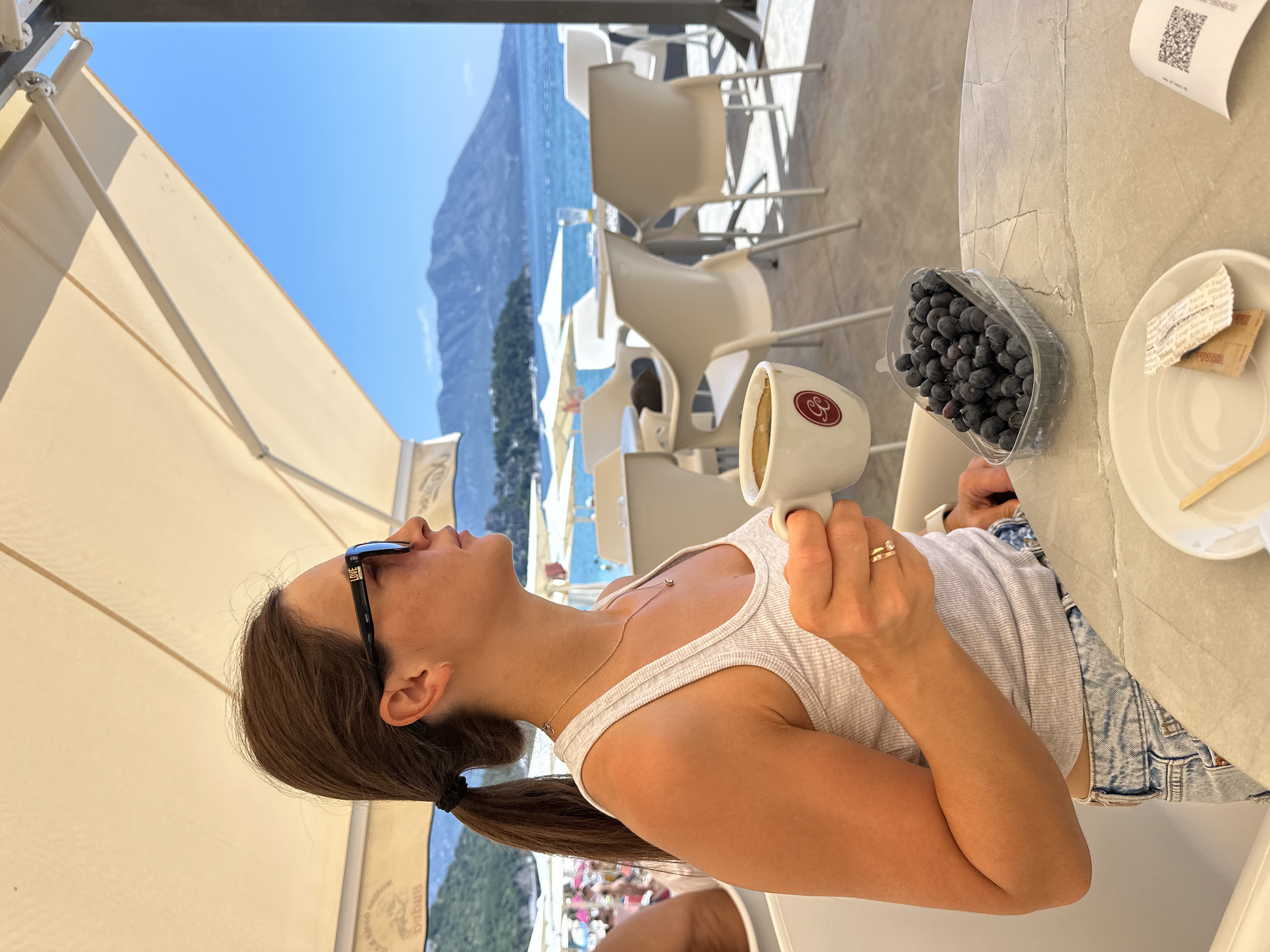 Lazy summer morning on the Budva coast, café to shoreline