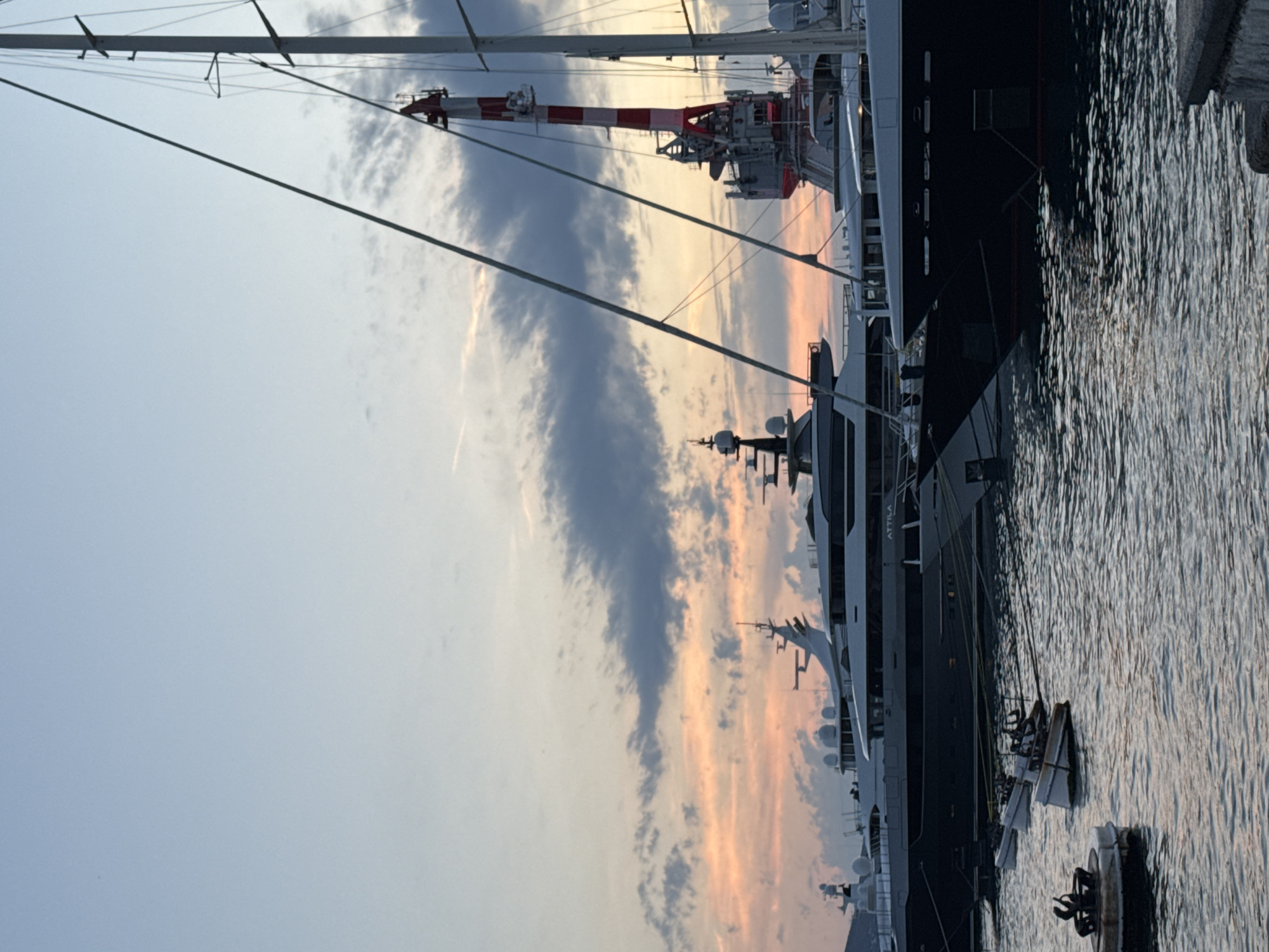 Evening sunset colors observed over Tivat marina promenade