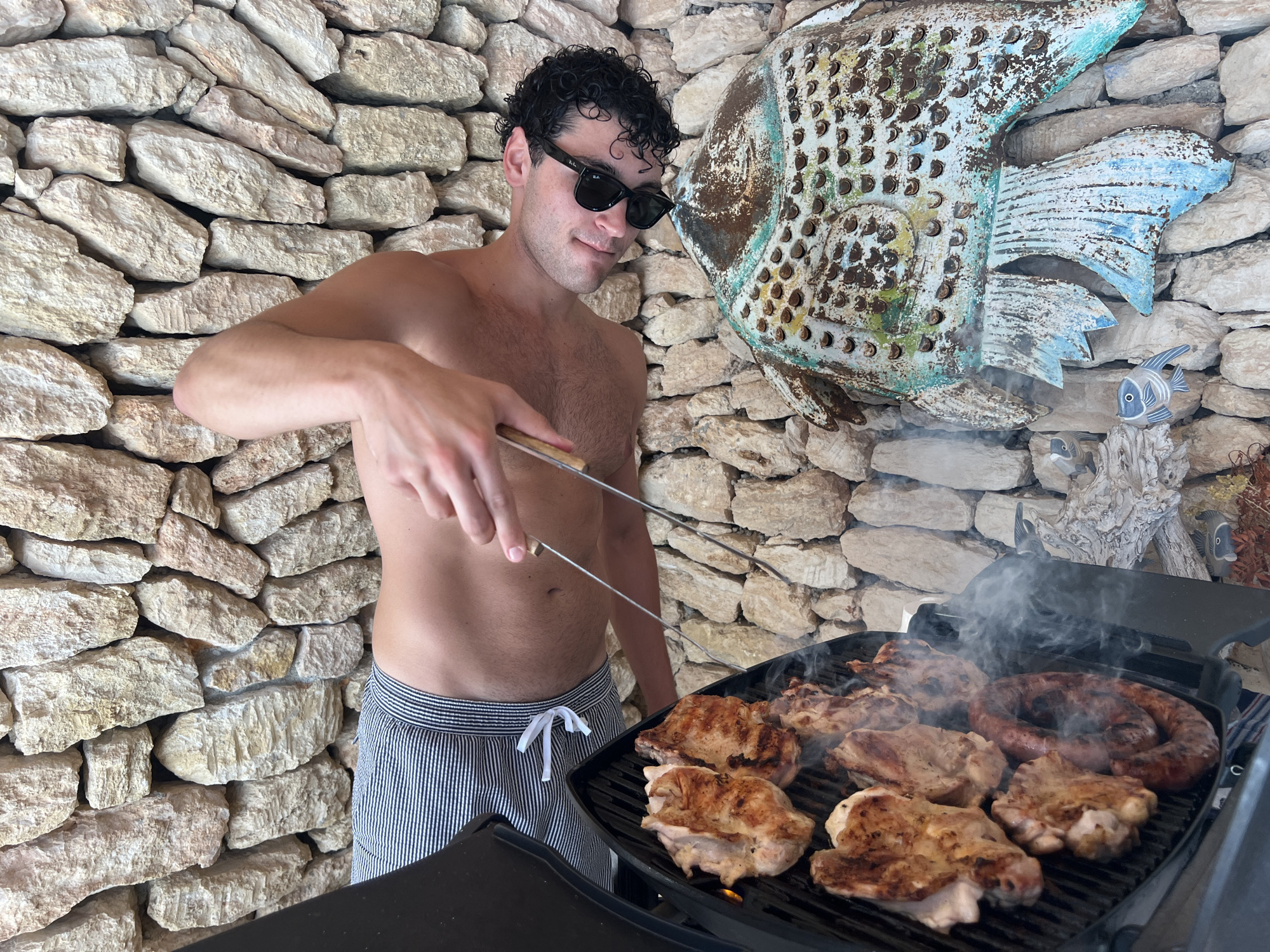 Backyard BBQ and outdoor dining on a sunny Ibiza afternoon