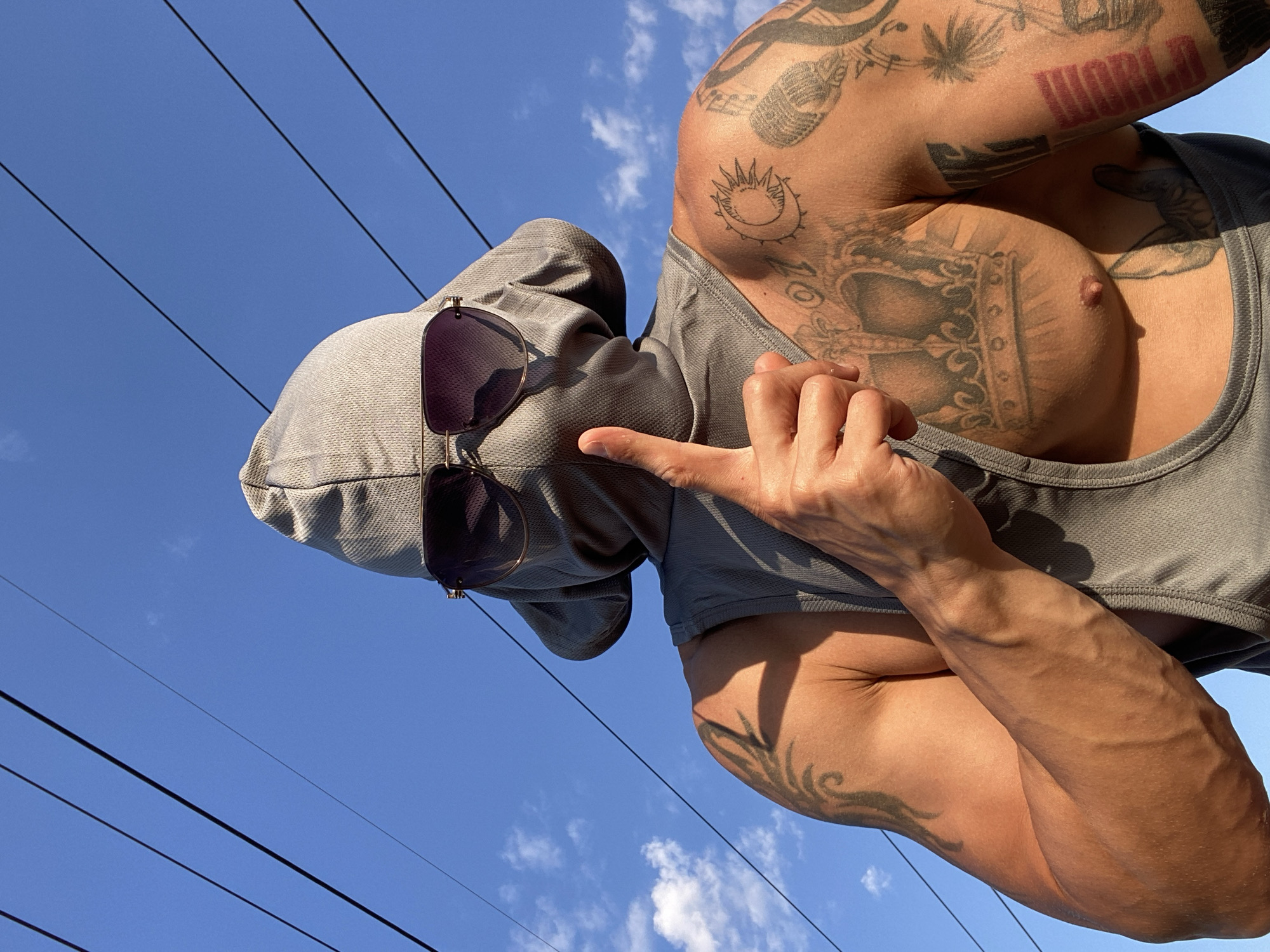 Low-angle shot against blue sky in Pleven, Bulgaria