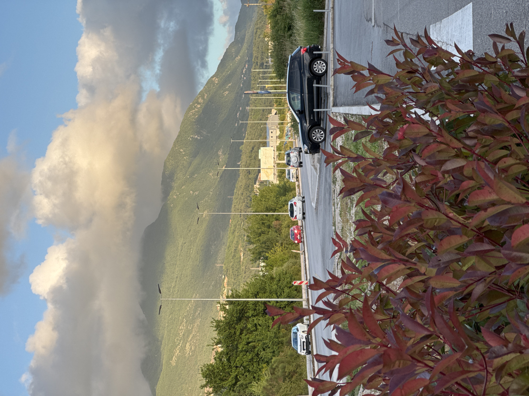 Black SUV parked on roadside in Dub, Montenegro