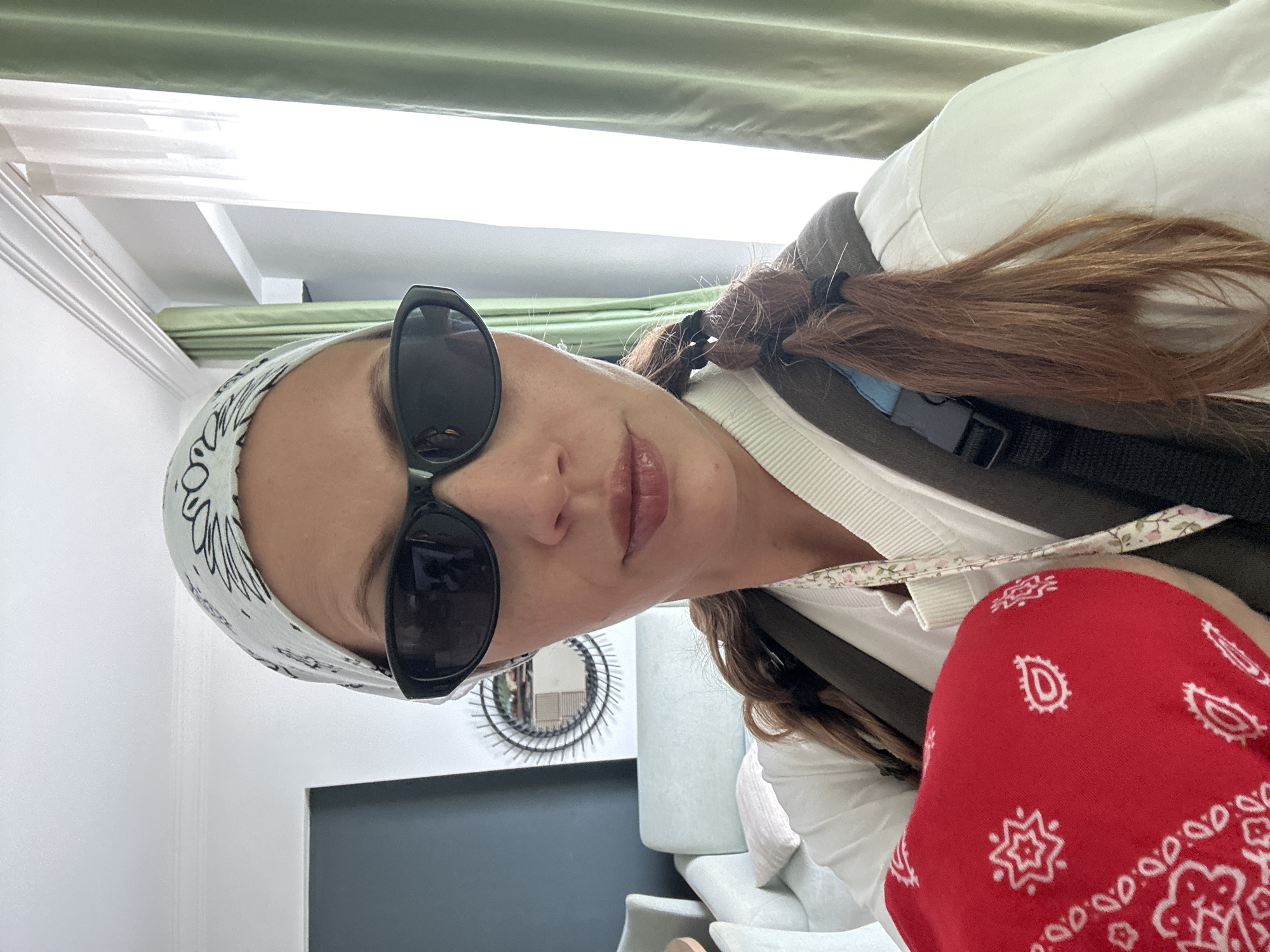 Woman in distinctive attire observed indoors in Fethiye